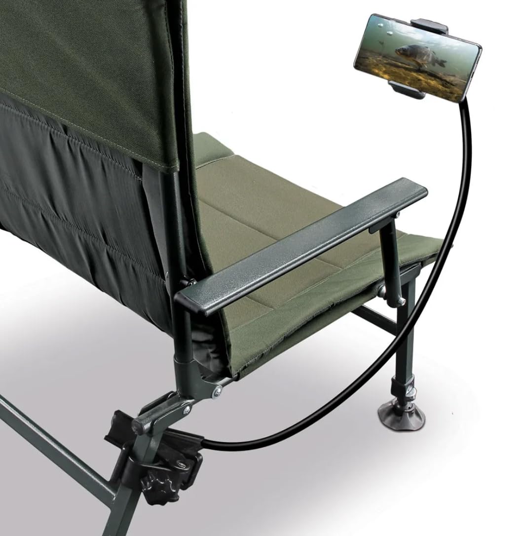 NGT Universal Phone Holder with Chair Mount & Flexible Arm - Boat, Car, Office, Home Use - Compatible with All Smartphones