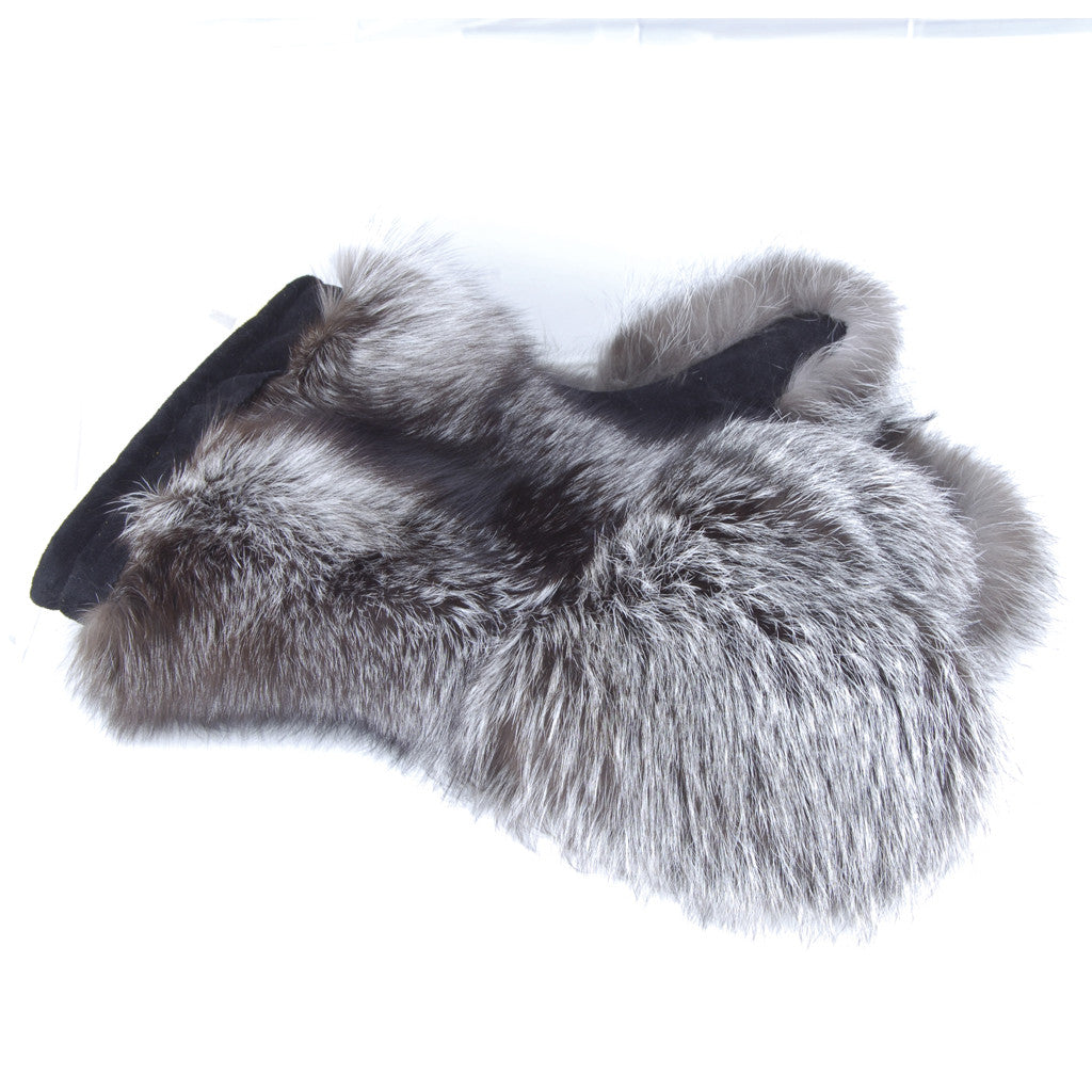 Premium Silver Fox Fur Gauntlets - Warm Winter Gloves for Women & Men - Perfect for Skiing, Snowboarding & Outdoor Adventures