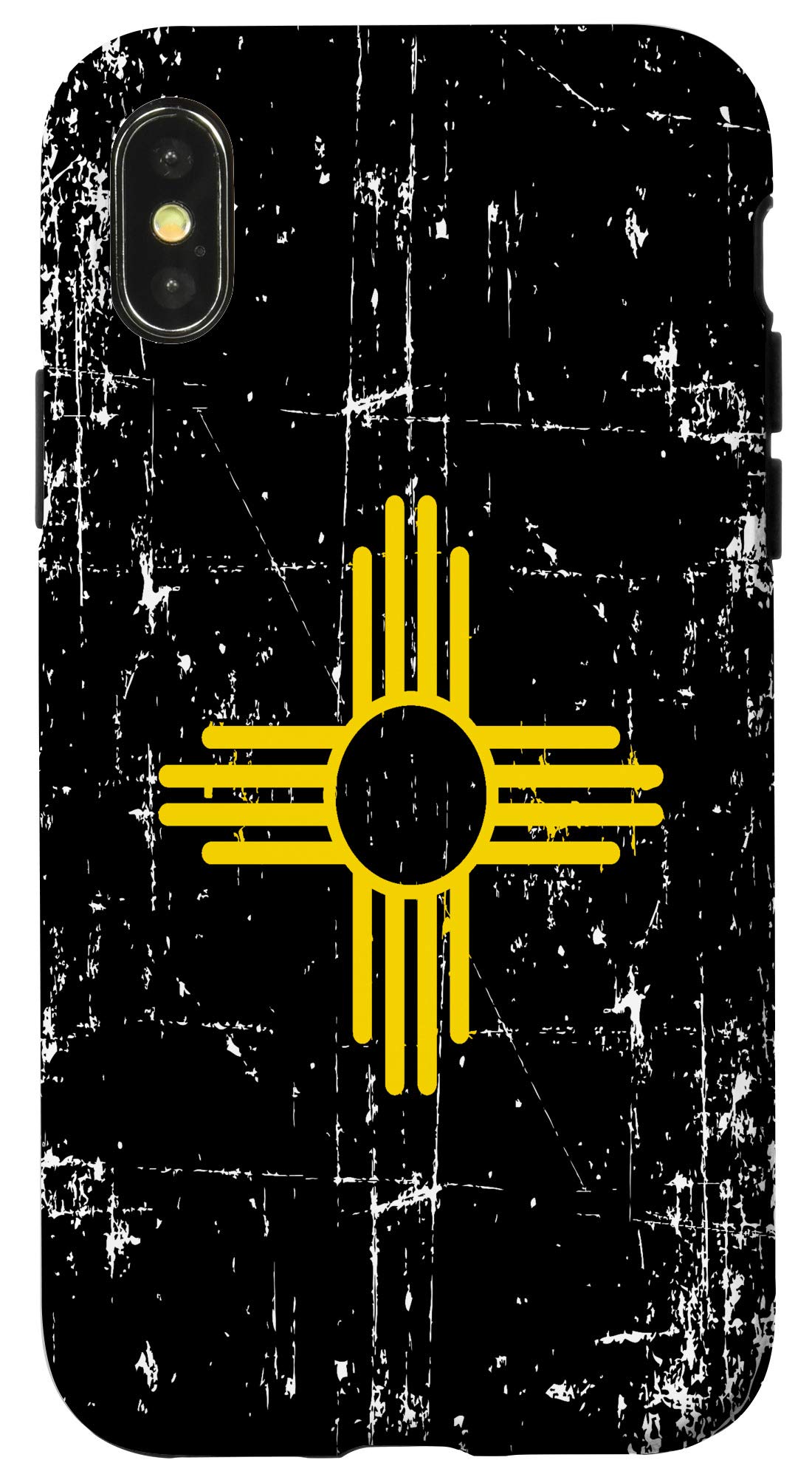 Vintage New Mexico Flag iPhone X/XS Case with Zia Sun Symbol - Black & Red Protective Cover for Travel, Outdoor & Everyday Use