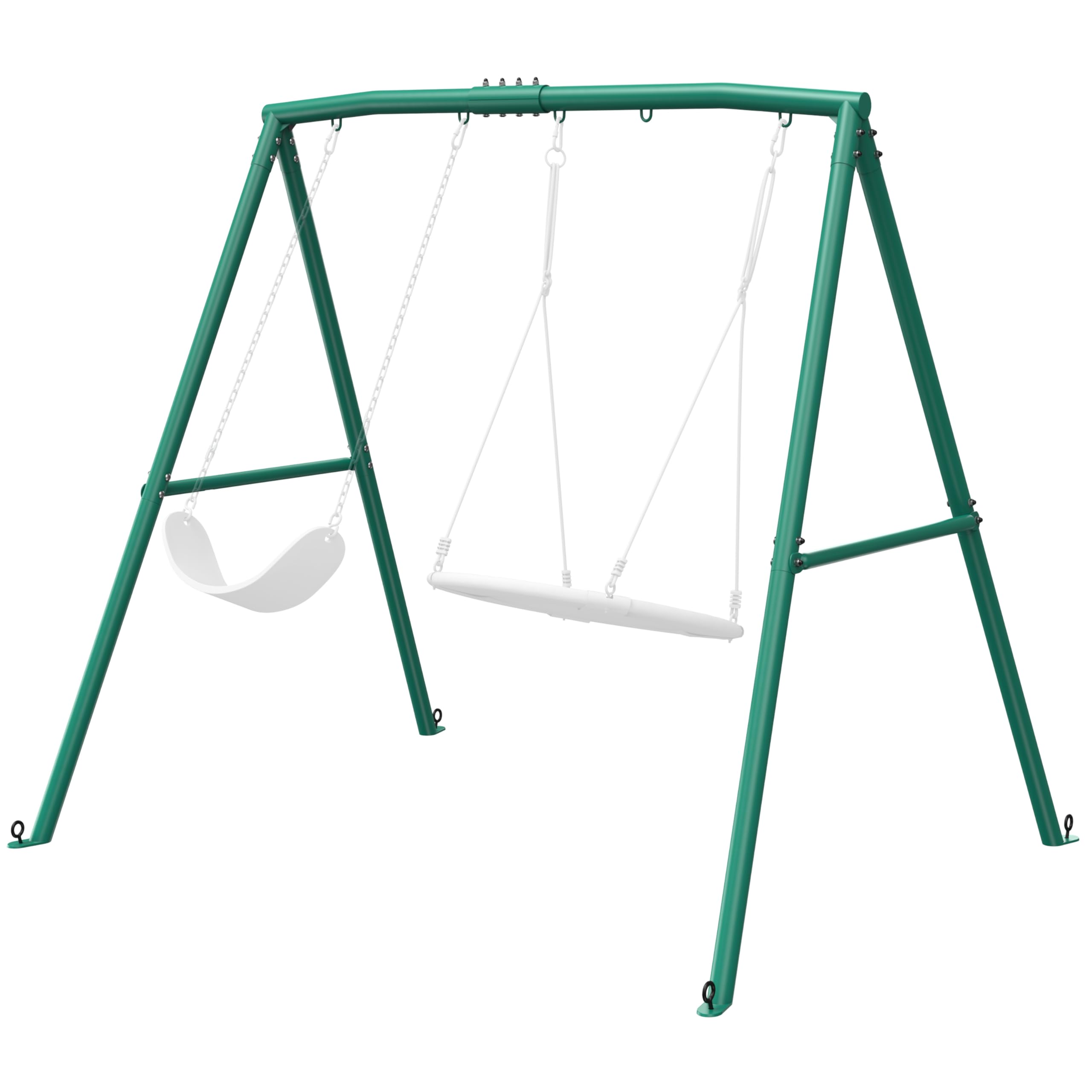 Heavy Duty 440lbs Capacity Metal Swing Stand Frame with Ground Stakes - for Kids & Adults Outdoor Play, Backyard, Garden, Park - Compatible with Most Swing Seats