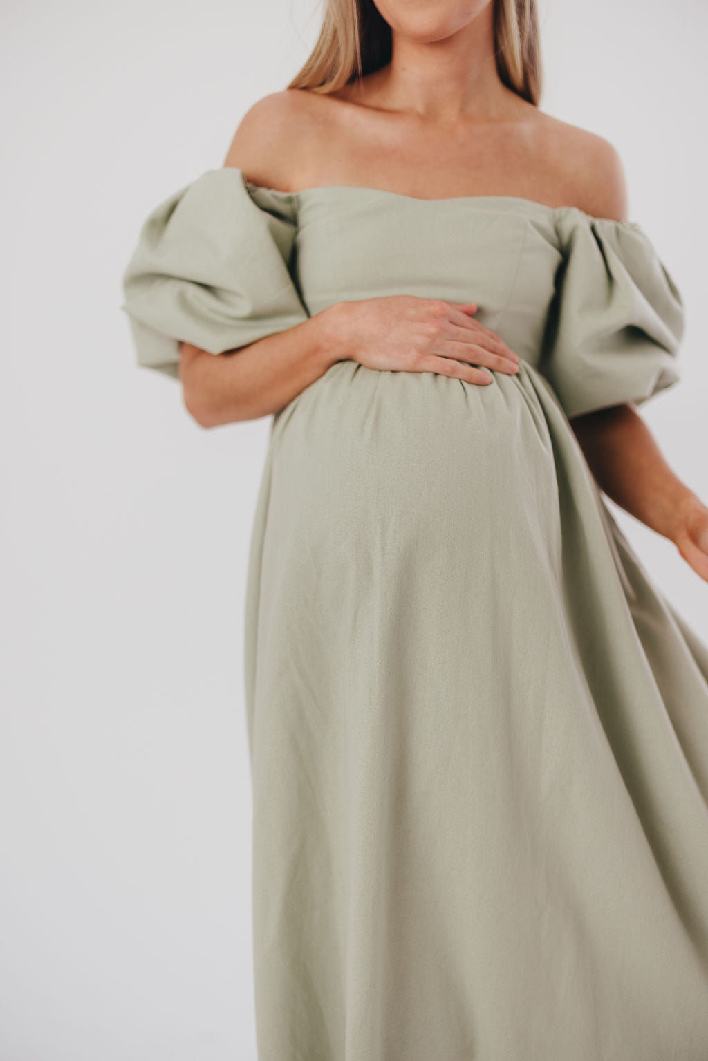 Hamilton Midi Dress in Olive - Bump Friendly Maternity Dress (Sizes S-2XL) | Flowy Summer Dress for Pregnancy, Nursing & Everyday Wear