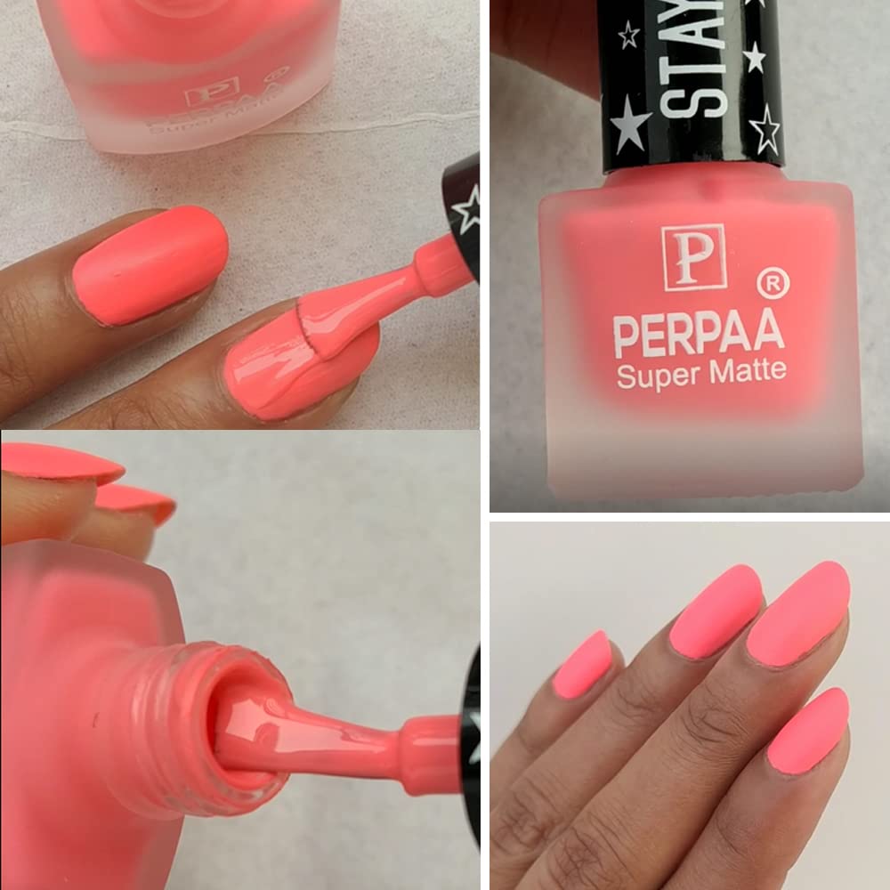 PERPAA® Super Matte Nail Polish Set - 2 Colors (Pink & Red), Quick Drying, Long Lasting & Waterproof Matte Finish Nail Art Kit - 6ml Each - Perfect Gift for Women | Great for Daily Wear, Parties, Weddings & Special Occasions