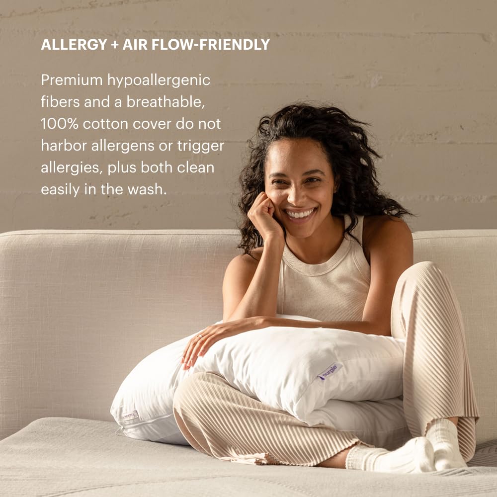 Purple TwinCloud Pillow - Adjustable Support Pillow for Soft or Firm Comfort, Ideal for Side Sleepers, White | Perfect for Neck Pain Relief & Better Sleep, Bedroom & Travel Use