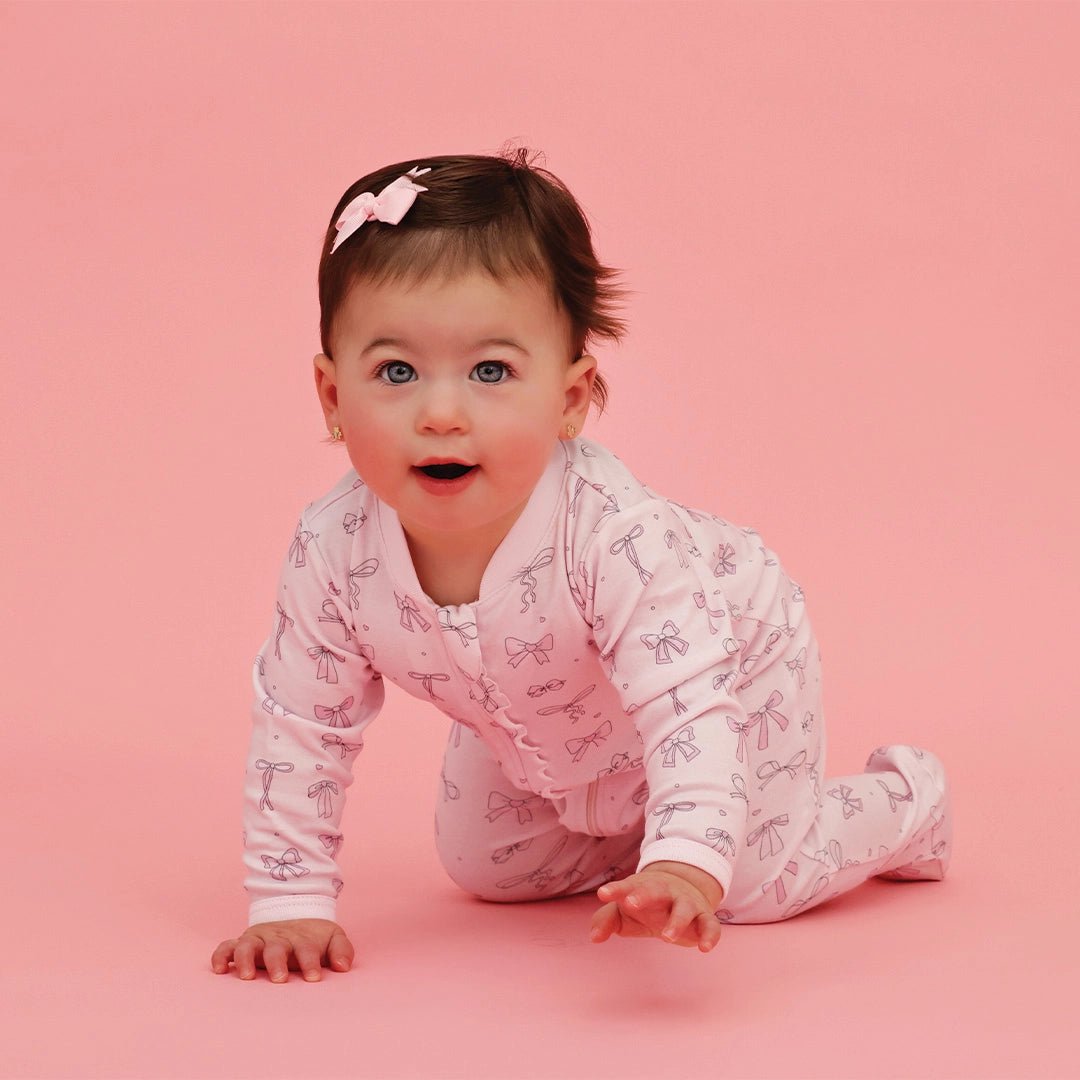 Baby Girls' Ruffle Zip Footie Pajamas - Soft Cotton Sleepsuit with Zipper for Easy Diaper Changes - Perfect for Nursery, Bedtime & Playtime