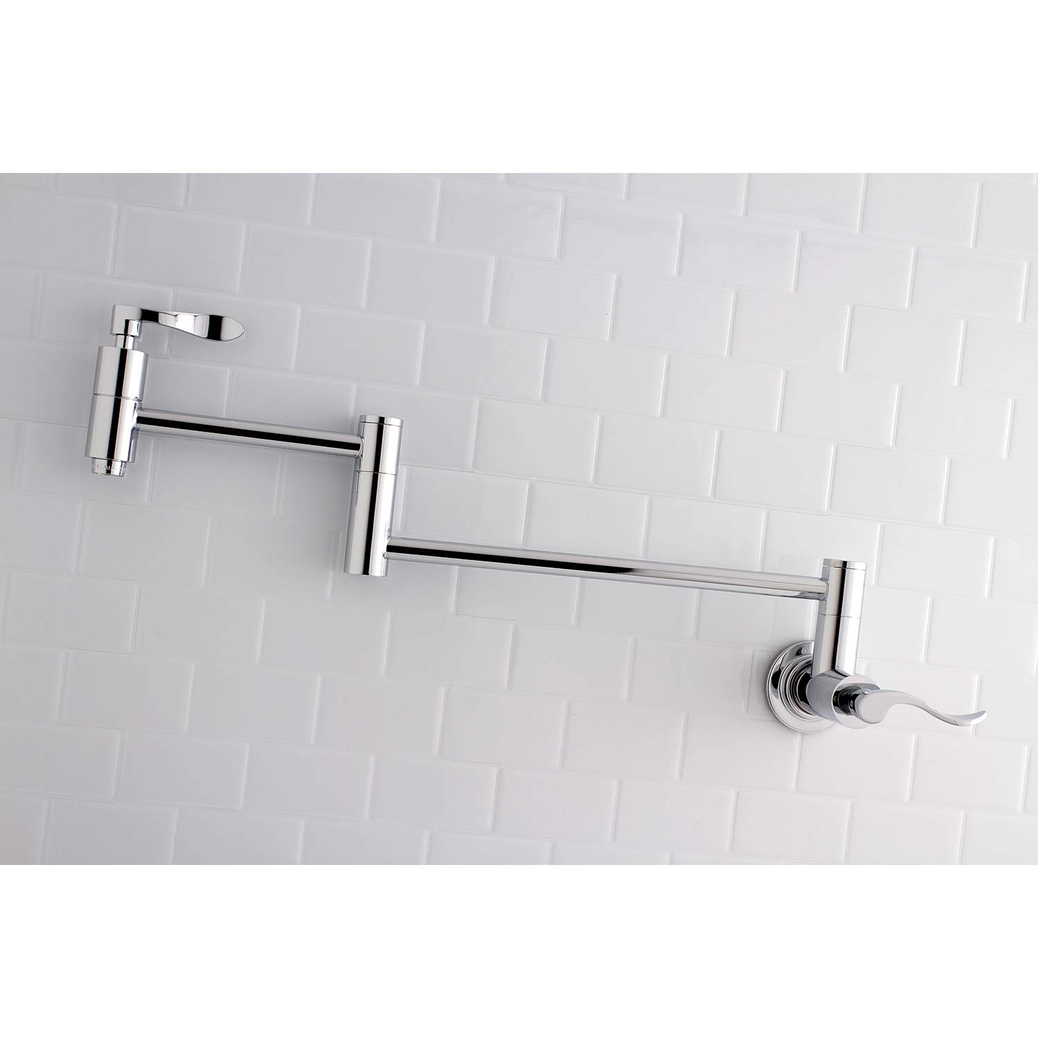 Kingston Brass KS8101DFL NuWave Pot Filler Faucet - 13 Inch Polished Chrome Kitchen Sink Faucet for Easy Pot Filling - Perfect for Cooking, Baking, and Large Batch Meal Prep