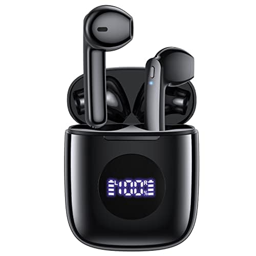 CAPOXO Wireless Earbuds Bluetooth 5.3 Headphones - 60Hrs Playtime with Wireless Charging Case, LED Power Display, Deep Bass, IPX7 Waterproof, Built-in Mic - for Workout, Running, Travel, TV, Phone & Laptop Use