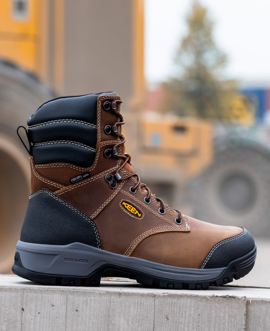 Men's Evanston 8 Insulated Waterproof Work Boots (Soft Toe) - Bison/Black - Winter Snow & Construction Site Safety Footwear