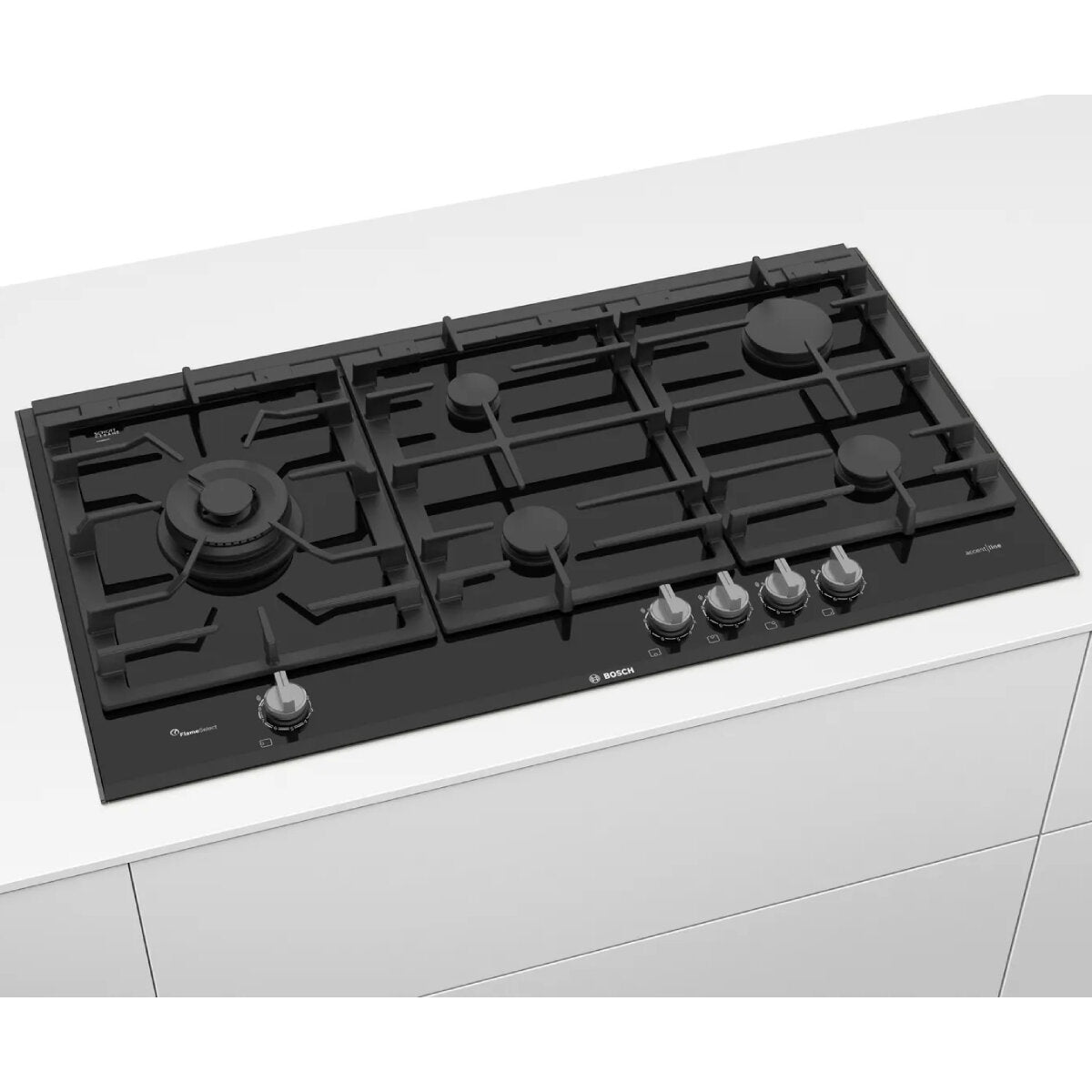 Bosch Series 8 Accentline 90cm Gas Cooktop - Black Ceramic Glass PRS9A6L70A | Professional 5 Burner Gas Stove for Modern Kitchen Cooking, Grilling & Entertaining