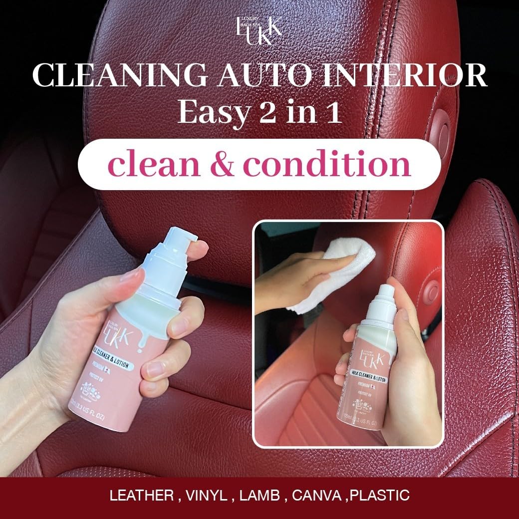 Premium 2-in-1 Leather Cleaner & Conditioner Kit - Nourish, Polish & Protect Luxury Bags, Purses, Handbags, Furniture & Car Seats | Includes Microfiber Cleaning Towel | Restores & Protects Leather Shoes, Jackets & Accessories | Ideal for Daily Care & Deep Cleaning of Leather Goods