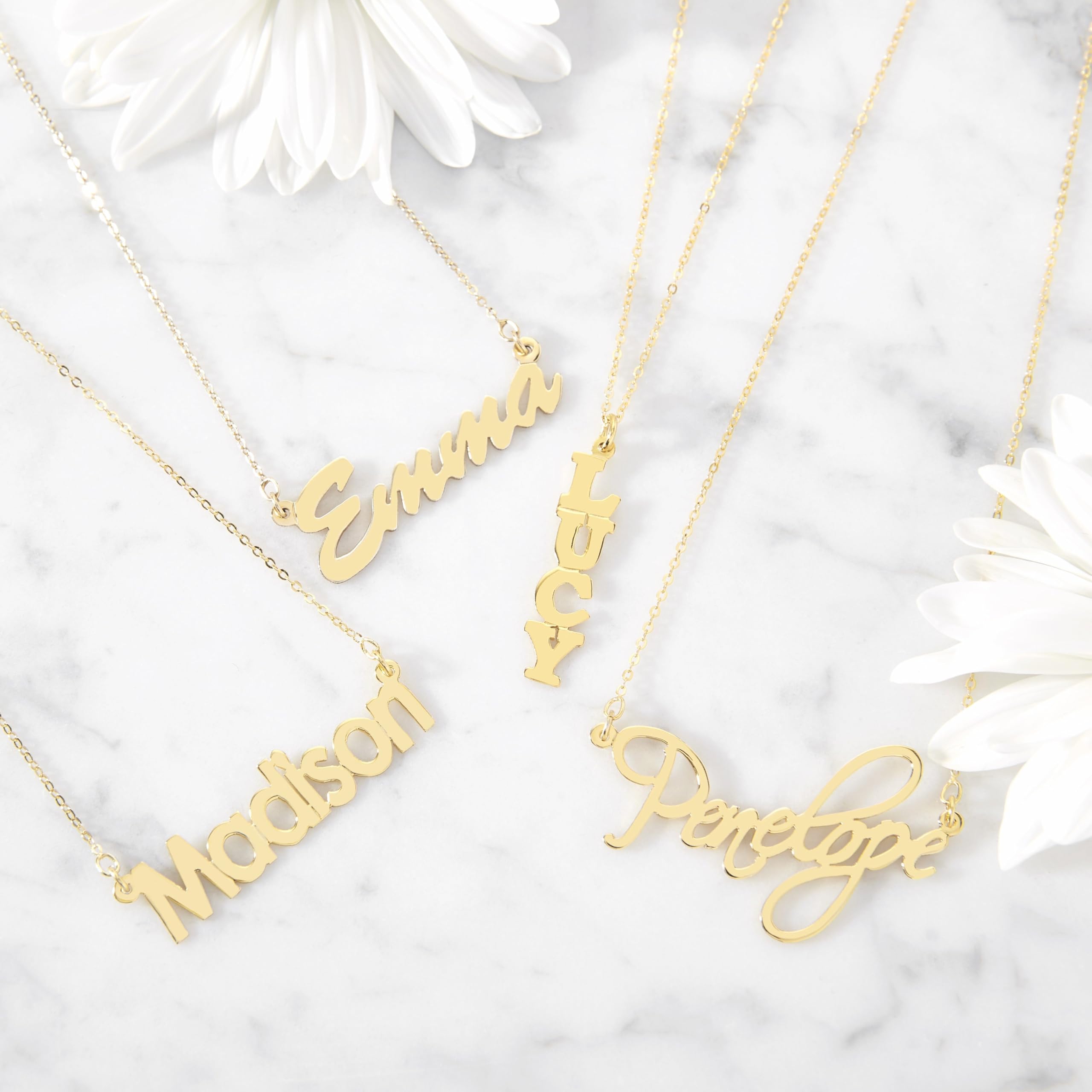EVE'S ADDICTION Custom Gold Plated Thin Script Nameplate Necklace - Personalized 16