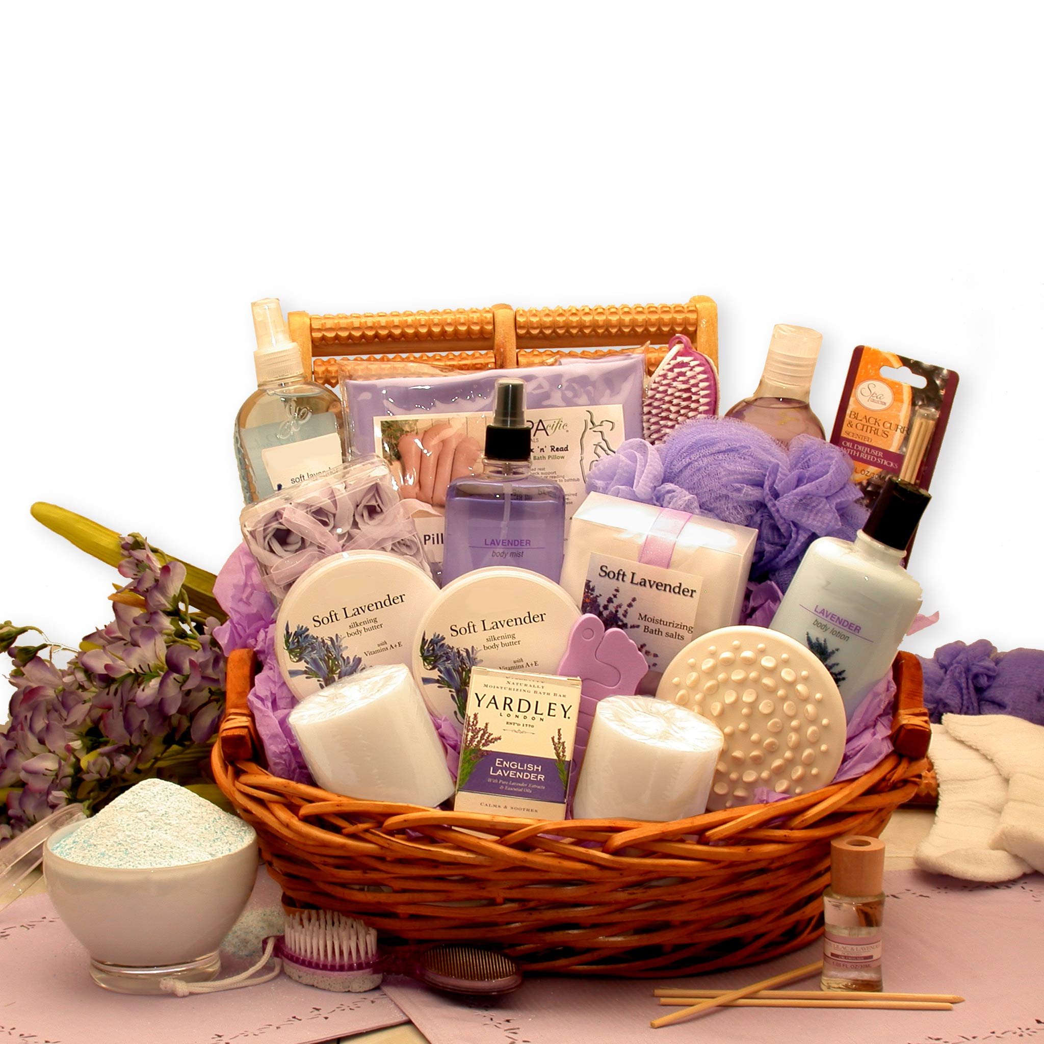 Luxurious Lavender Spa Gift Basket for Women - Relaxing Aromatherapy Set with Bath Salts, Candles & More | Perfect Mother's Day, Birthday & Self-Care Gift for Her | Home Spa Day & Stress Relief Essentials
