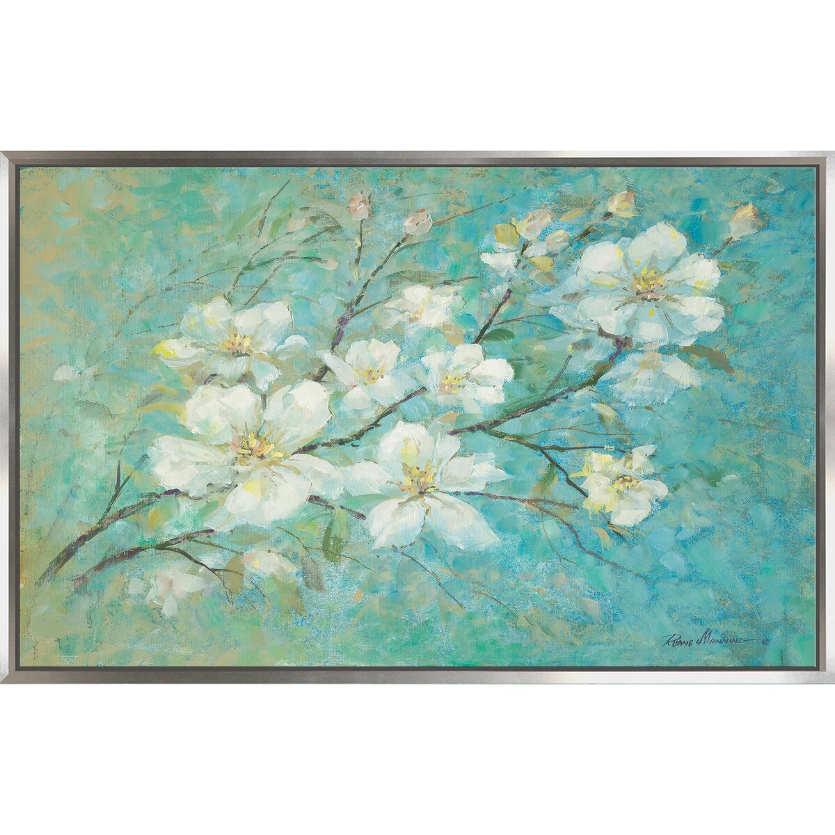 Apple Blossoms by Ruane Manning - Floating Canvas Wall Art Print - Perfect for Living Room, Bedroom & Office Decor