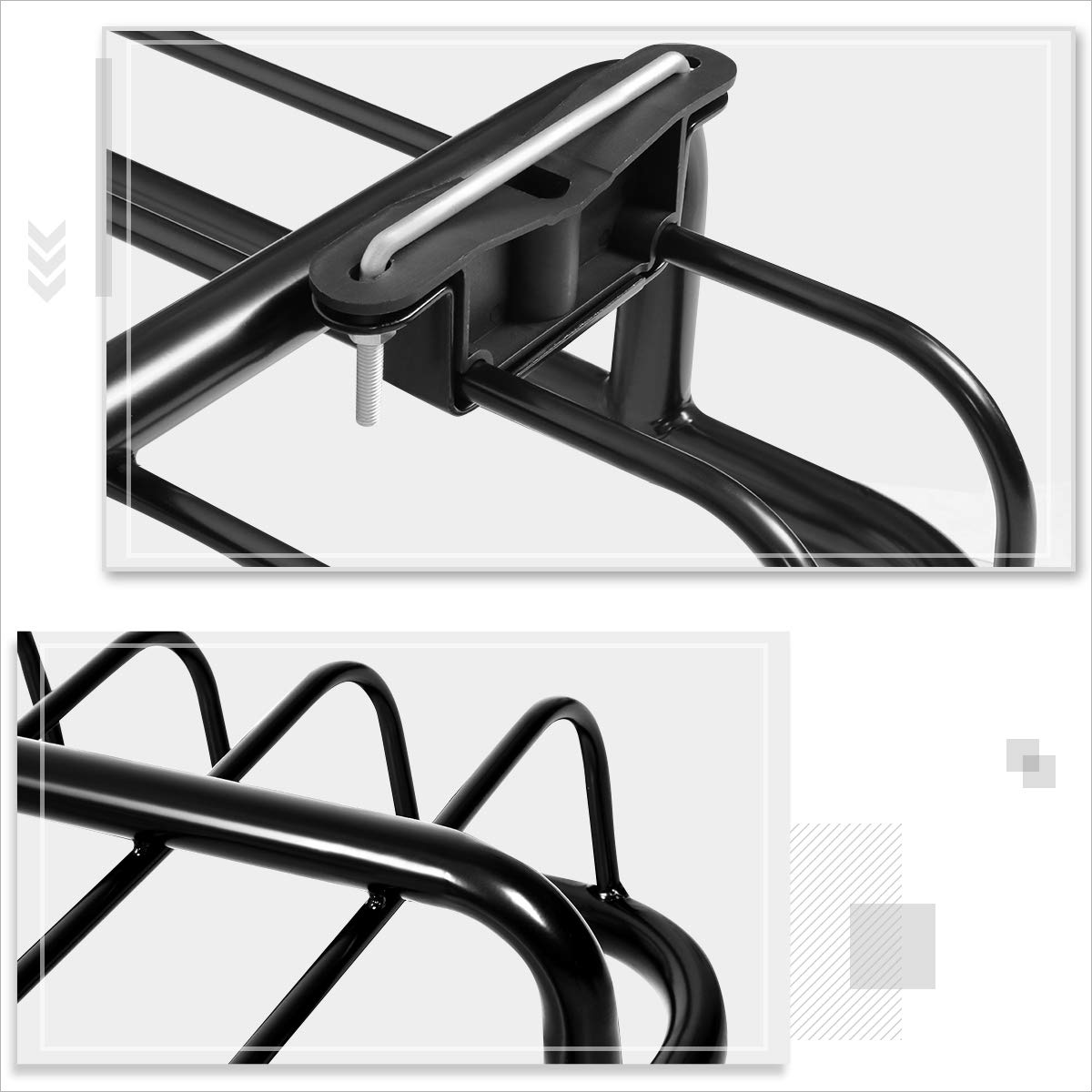 Universal Black Mild Steel Roof Rack Cargo Carrier Basket with Wind Fairing - 51