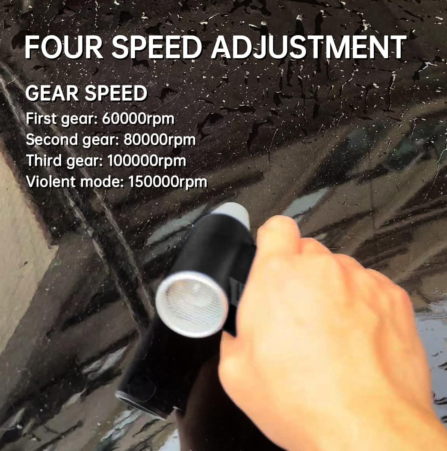 High Speed Electric Air Duster 150,000 RPM - Powerful Compressed Air Blower with 4 Speed Settings for Car Drying, Electronics Cleaning, Keyboard Dusting & Home Use - Portable Jet Blaster (Black)