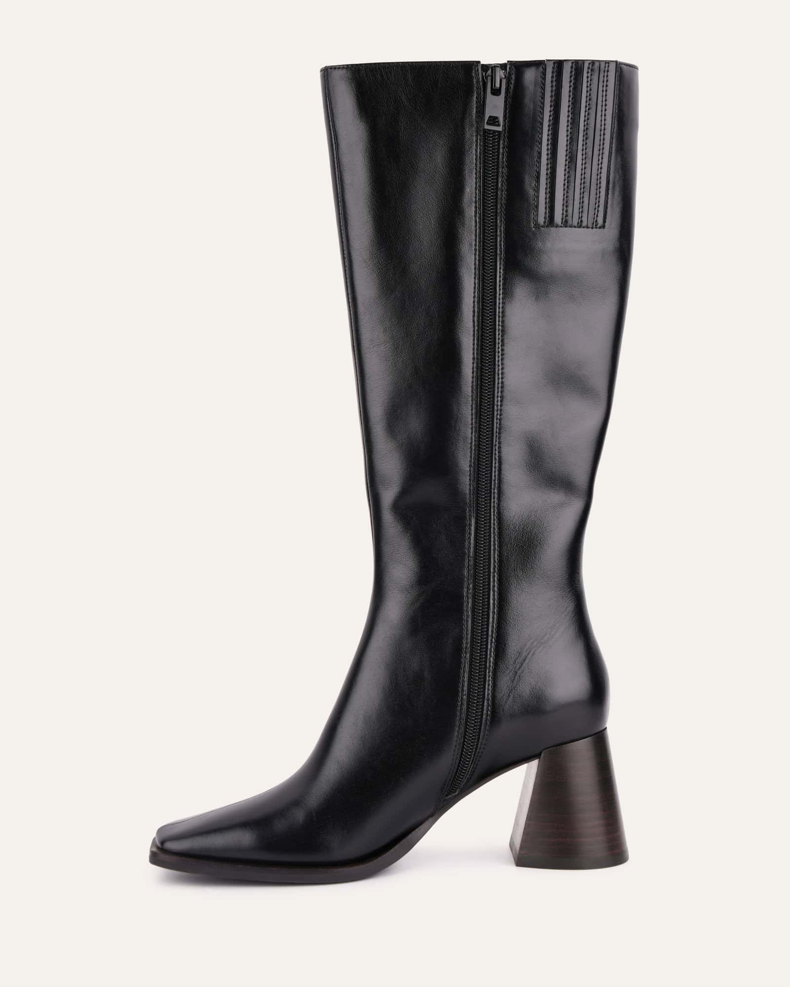 ELIAS Knee High Boots for Women - Black Genuine Leather - Stylish & Comfortable for Fall, Winter, and Party Wear