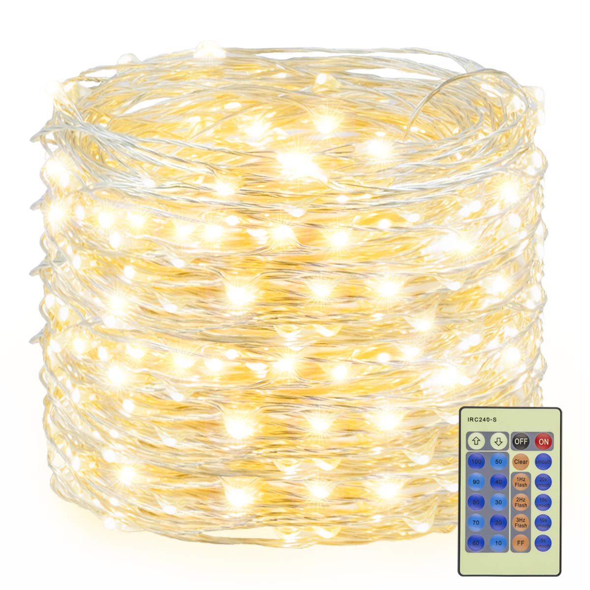 300LED Christmas Tree String Lights 99FT - Silver Wire Warm White Dimmable Fairy Lights with Remote Control, UL Certified Plug - Perfect for Indoor Outdoor Christmas Decor, Wedding, Party & Home Decoration