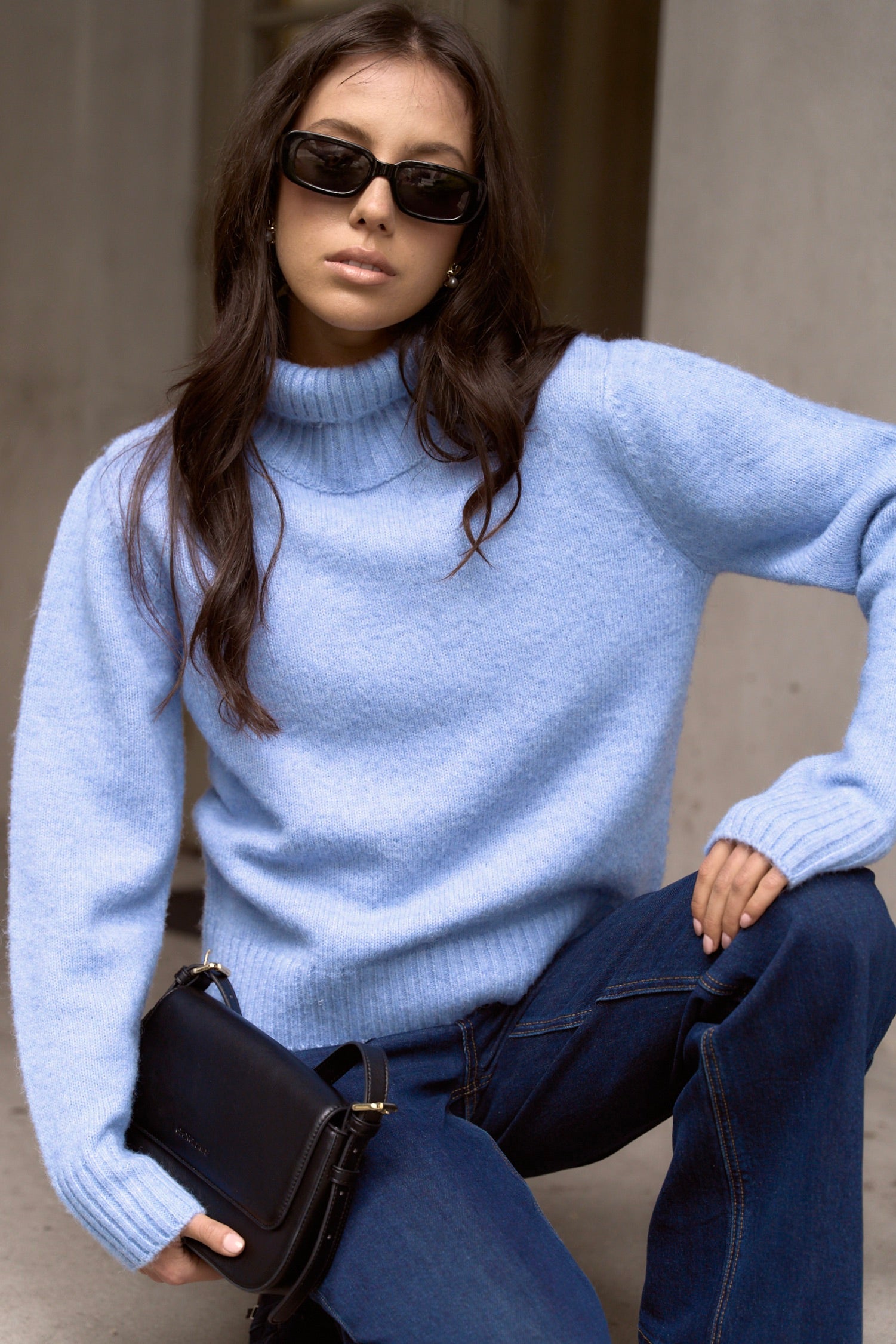Alliance Ice Blue Soft Knit Roll Neck Jumper - Cozy Winter Sweater for Women | Perfect for Casual Wear, Office Outfits & Holiday Gatherings