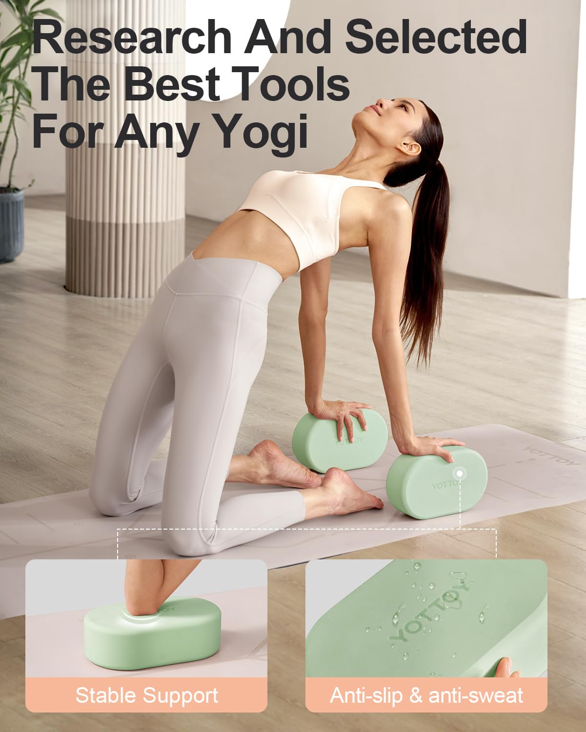 YOTTOY Non-Slip Foam Yoga Blocks (2-Pack) - Premium Yoga Bricks for Women & Kids - Ideal for Yoga, Pilates, Stretching & Home Workouts - Supportive & Comfortable Exercise Accessories