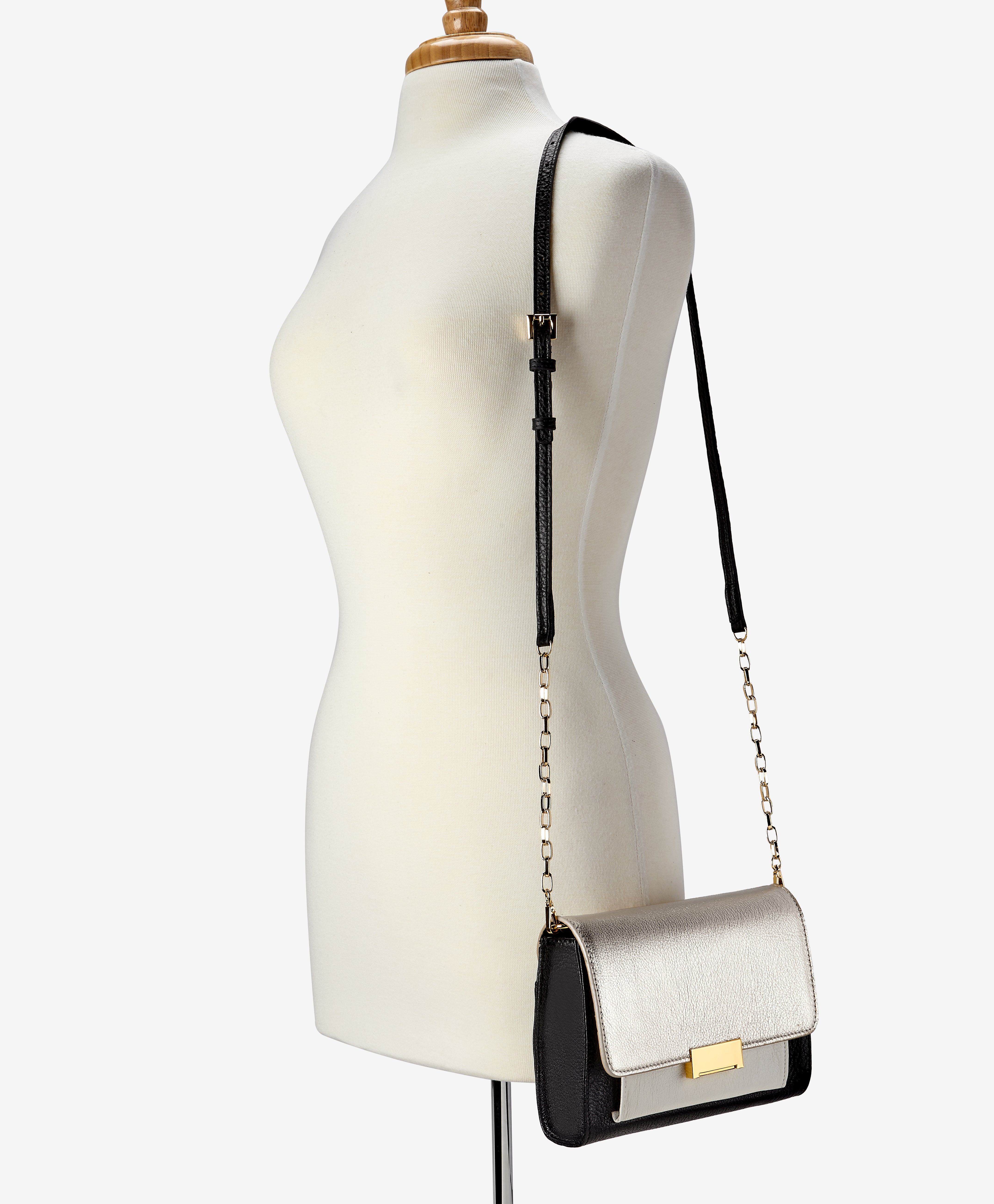 Kate Crossbody Bag - White Gold Metallic Goatskin Leather Handbag for Women | Fashionable Shoulder Purse for Work, Travel & Evening Events