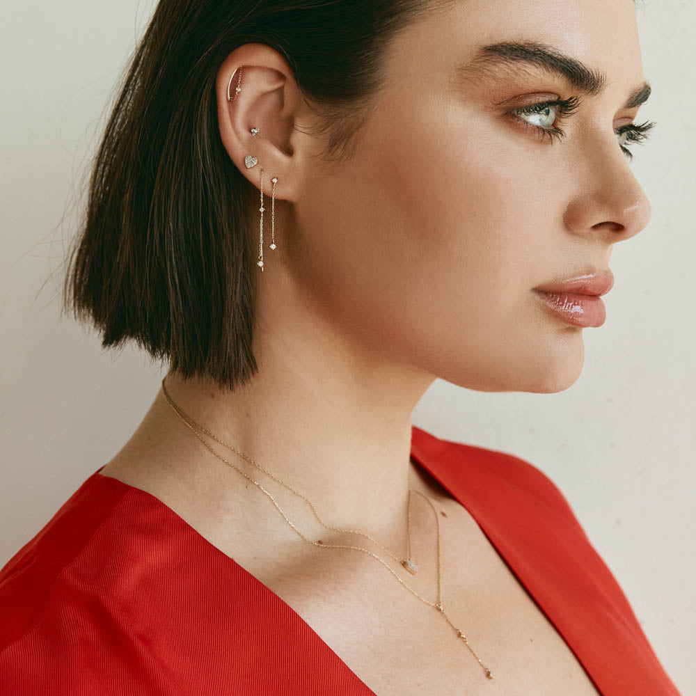 10k Gold Diamond Trio Lariat Necklace - Elegant Layered Pendant for Women | Perfect for Weddings, Date Nights & Special Occasions