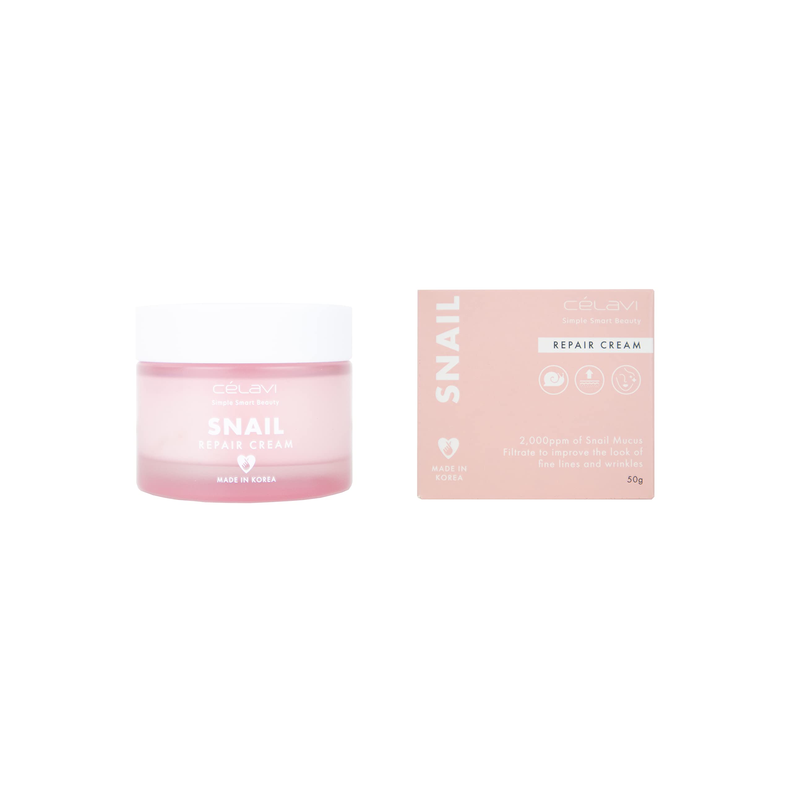 Celavi Korean Snail Repair Face Cream - 50g Lightweight Moisturizer for Renewing Skin | Travel Size | Perfect for Dry, Sensitive Skin & Daily Skincare Routine