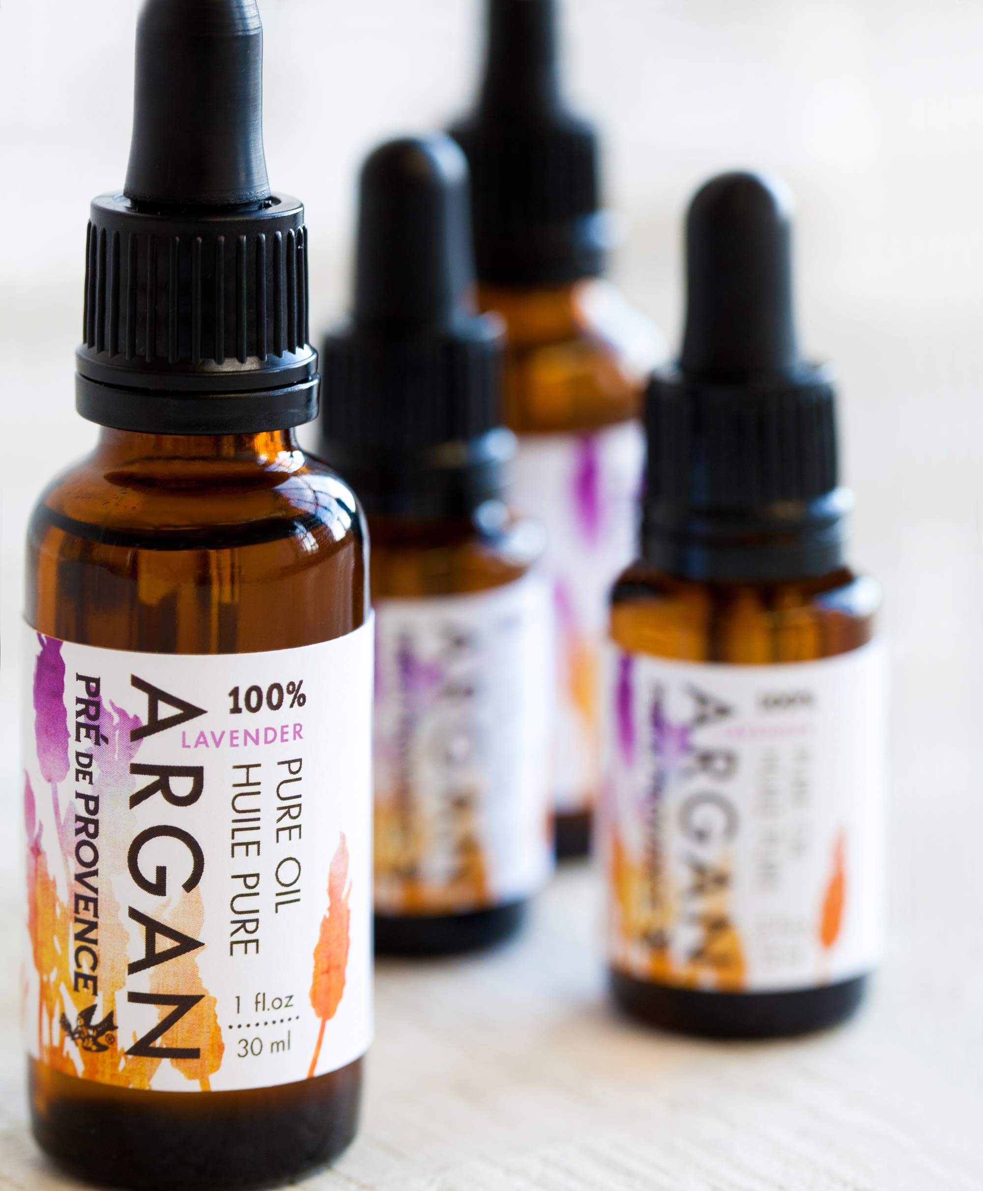 Pre De Provence Pure Moroccan Argan Oil for Skin, Face, Hair & Nails - 1oz Lavender Scented - Hydrating & Nourishing Treatment for Dry Skin & Damaged Hair - Perfect for Daily Moisturizing & Spa Nights