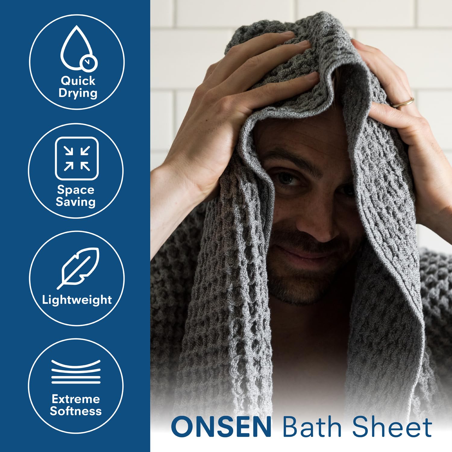 Premium ONSEN® Bath Sheet - 100% Supima Cotton, Ultra Soft & Lightweight, Cinder Grey - Perfect for Spa, Luxury Bath & Hotel Style Bathroom Experience