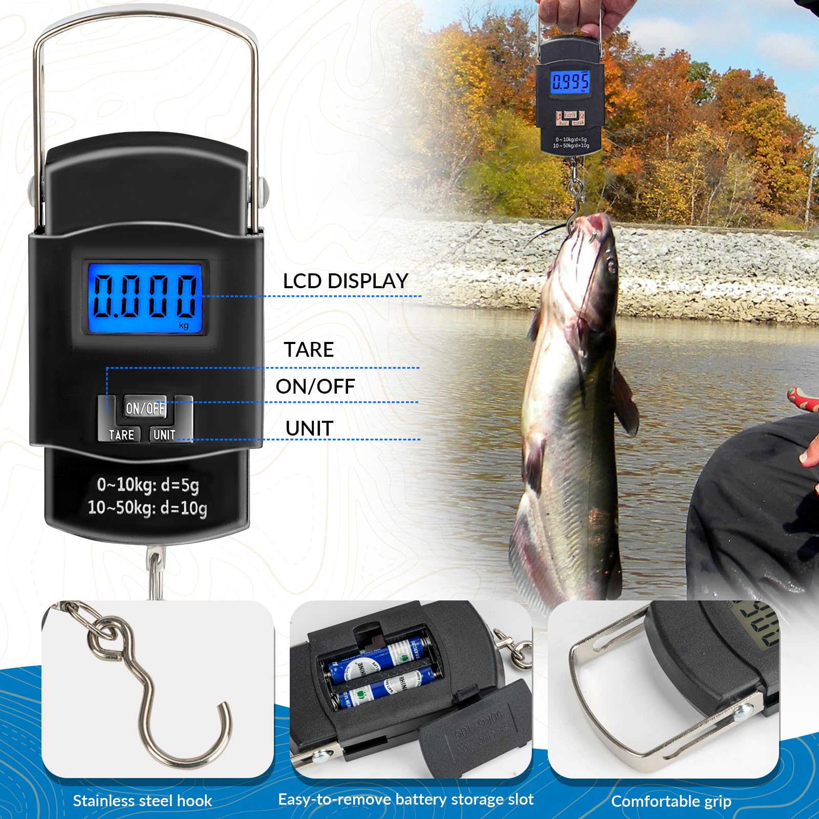 THKFISH 7-Piece Fishing Kit - Tactical Sling Bag with Pliers, Hook Remover & Digital Scale for Outdoor Fishing Adventures