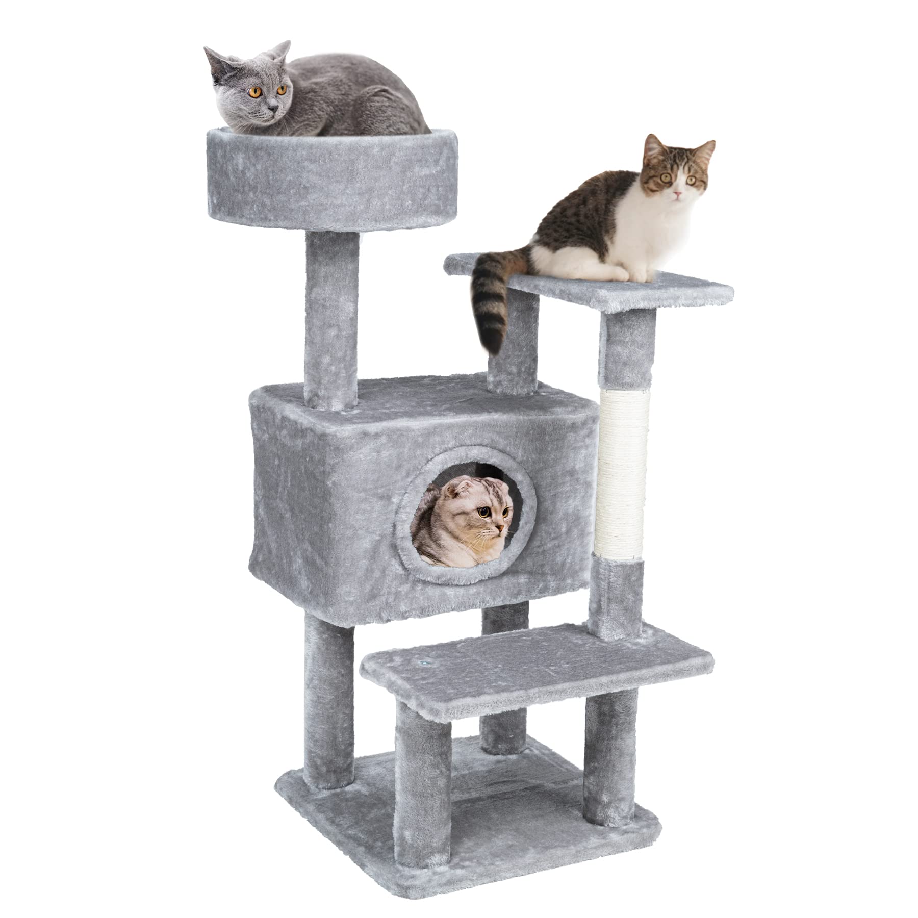 **Fijinhom 36 Inch Cat Tree Tower for Indoor Cats - Multi-Level Cat Condo with Sisal Scratching Posts, 2 Platforms & Perches (Grey) - Perfect for Small Spaces, Apartments & Playtime**