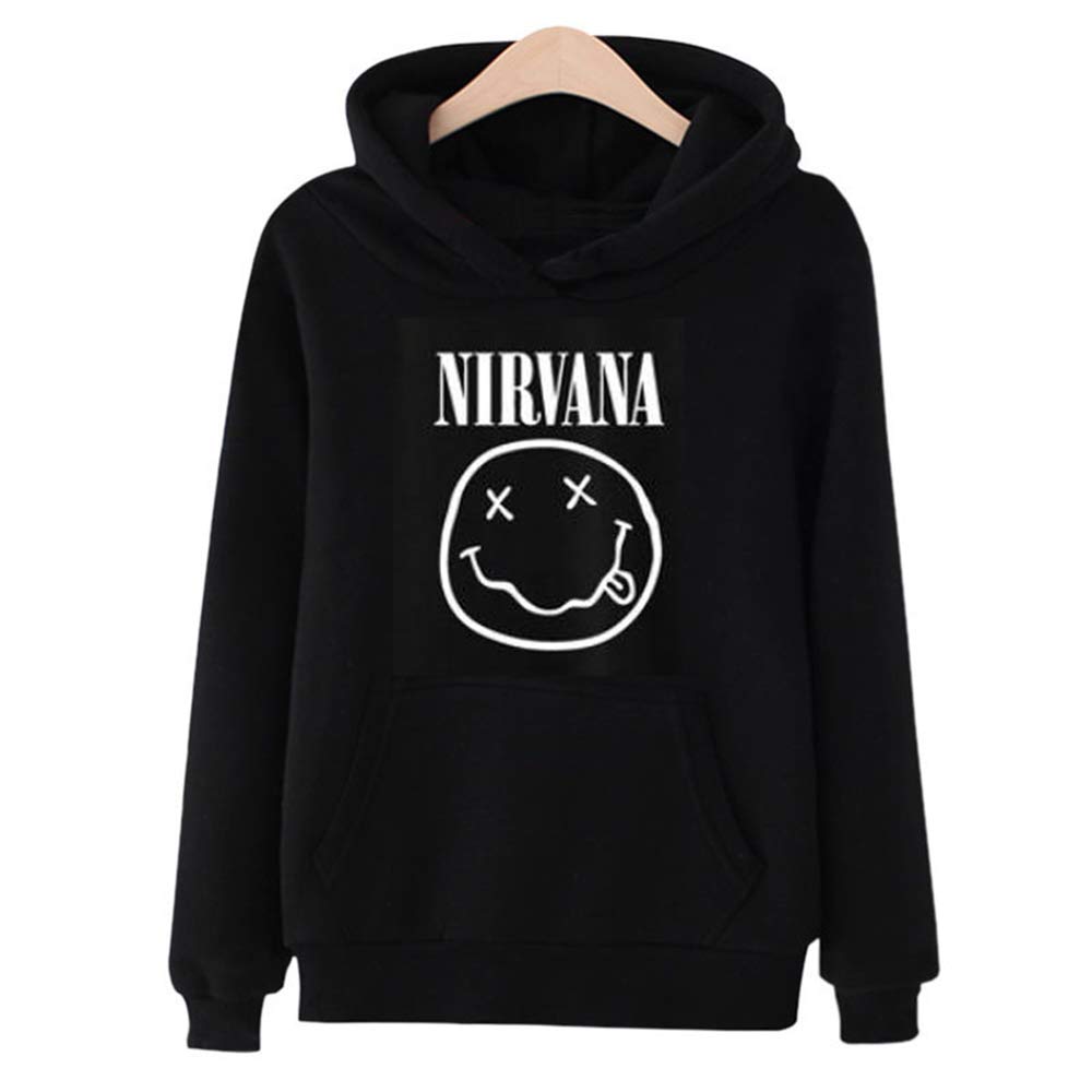 Official Nirvana Nevermind Smile Band Logo Hoodie - Men's Black Pullover Sweatshirt for Concerts, Streetwear & Casual Outfits