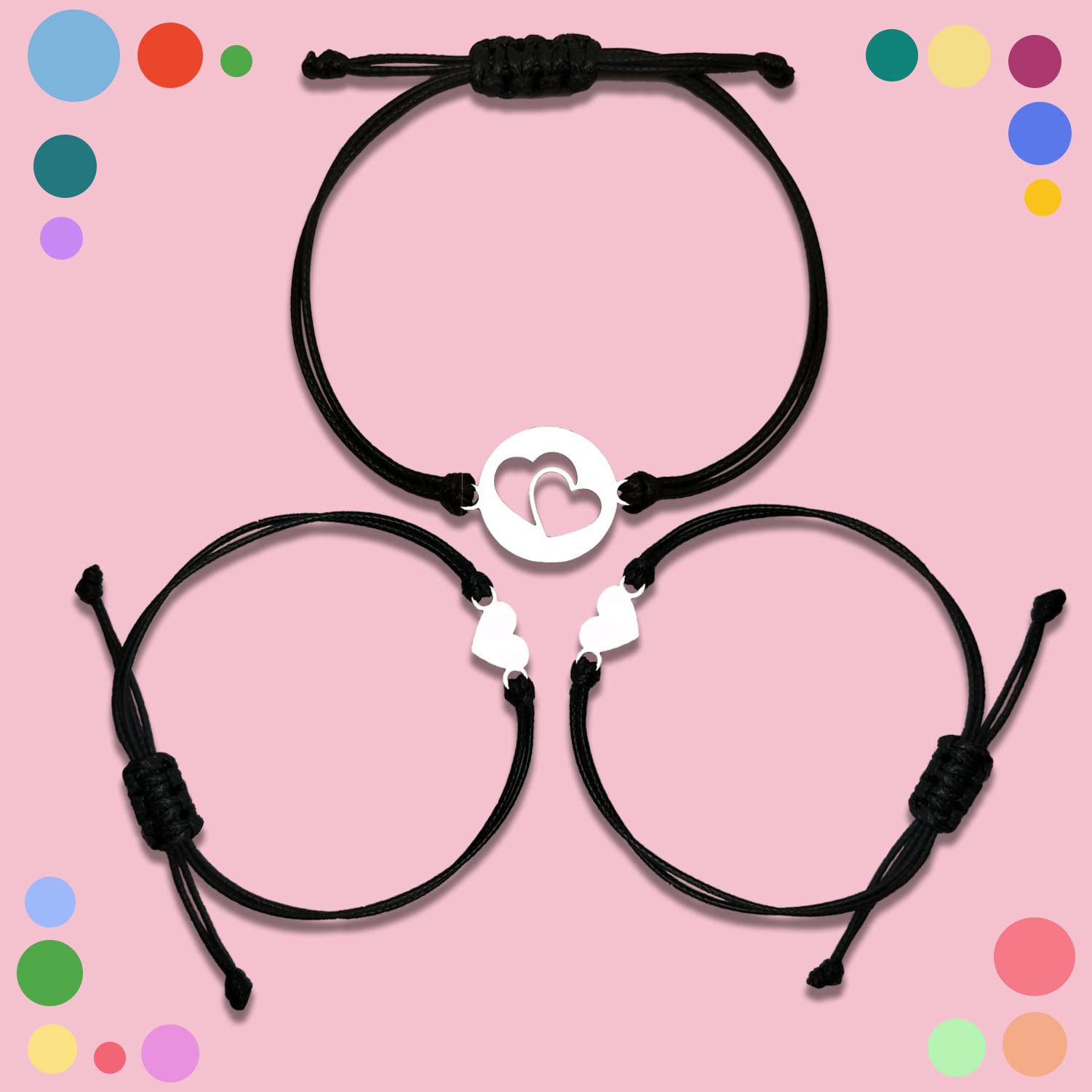 **Matching Heart Love Bracelets Set for Aunt & Nieces (2/3/4/5 Pcs) - Perfect Gift for Mother's Day, Birthday, Valentine's Day - Jewelry for Women, Family Bonding & Special Occasions**