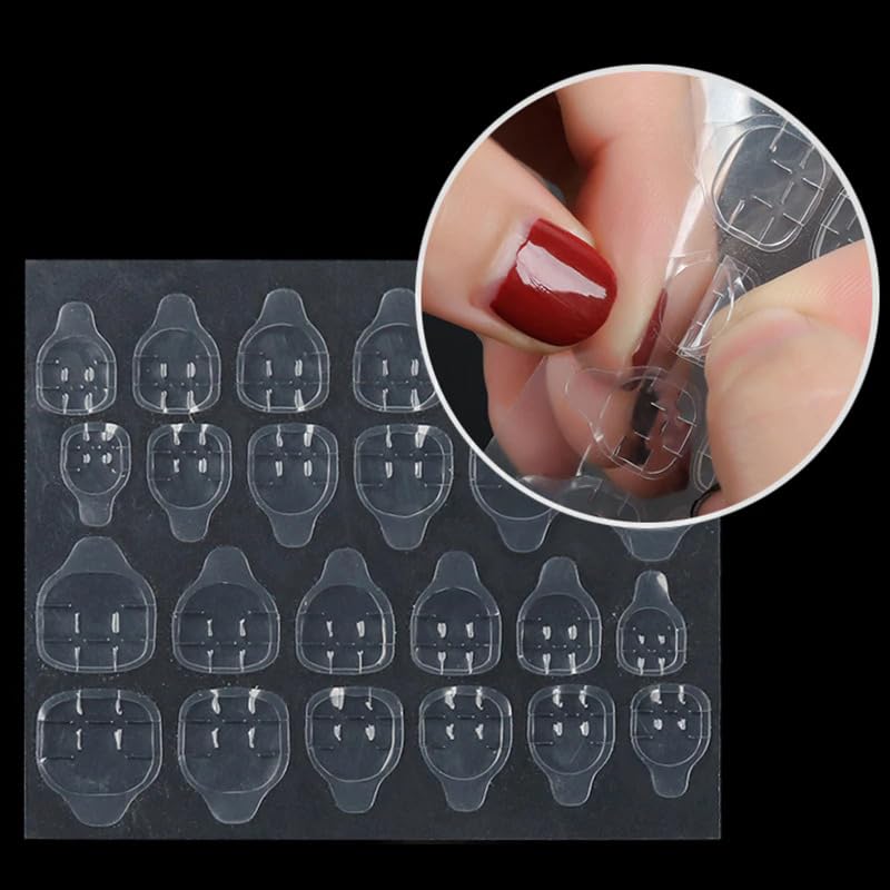 VOIISH Double-Sided Nail Glue Stickers - 144pcs Transparent Flexible Adhesive Tabs for False Nails & Manicure - Strong Hold Jelly Gel Tape for Easy Fake Nail Application - Perfect for Home Salon, DIY Nail Art & Professional Use