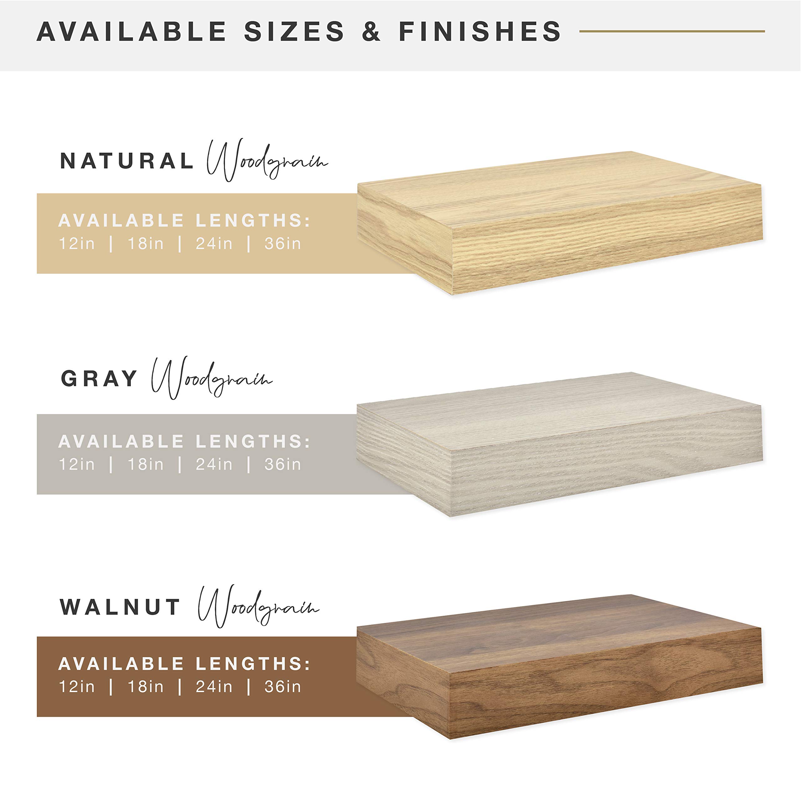 MCS Floating Shelf - 36 x 4 Inch Wall Mounted Wooden Shelf for Home Decor, Walnut Woodgrain Finish - Perfect for Living Room, Bedroom, Bathroom & Office Storage & Display