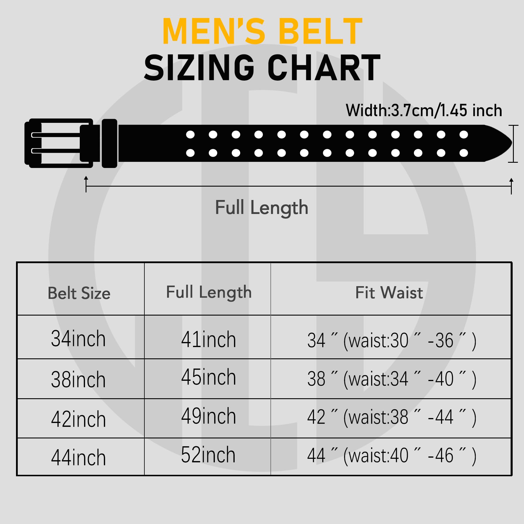 Premium Men's Leather Belt with Double Prong Buckle - Classic Casual & Heavy Duty Work Belt for Jeans & Pants - Perfect for Office, Daily Wear & Outdoor Activities