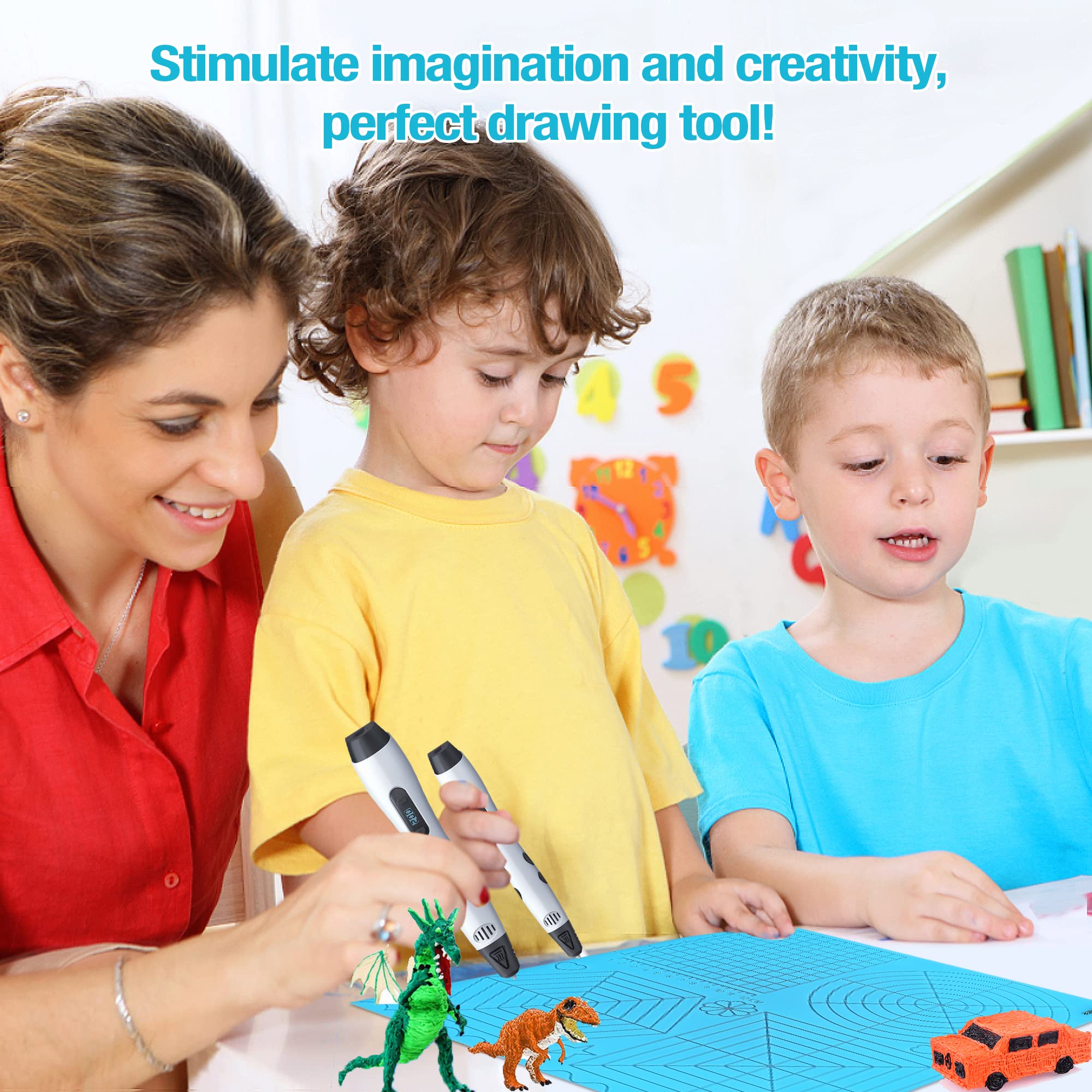 3D Printing Mat for Beginners - 12.2x11.4 Inch Non-Stick Work Surface for 3D Pens | Compatible with All 3D Pen Filaments & Stencils | Perfect for Kids, Artists & DIY Projects (Blue)