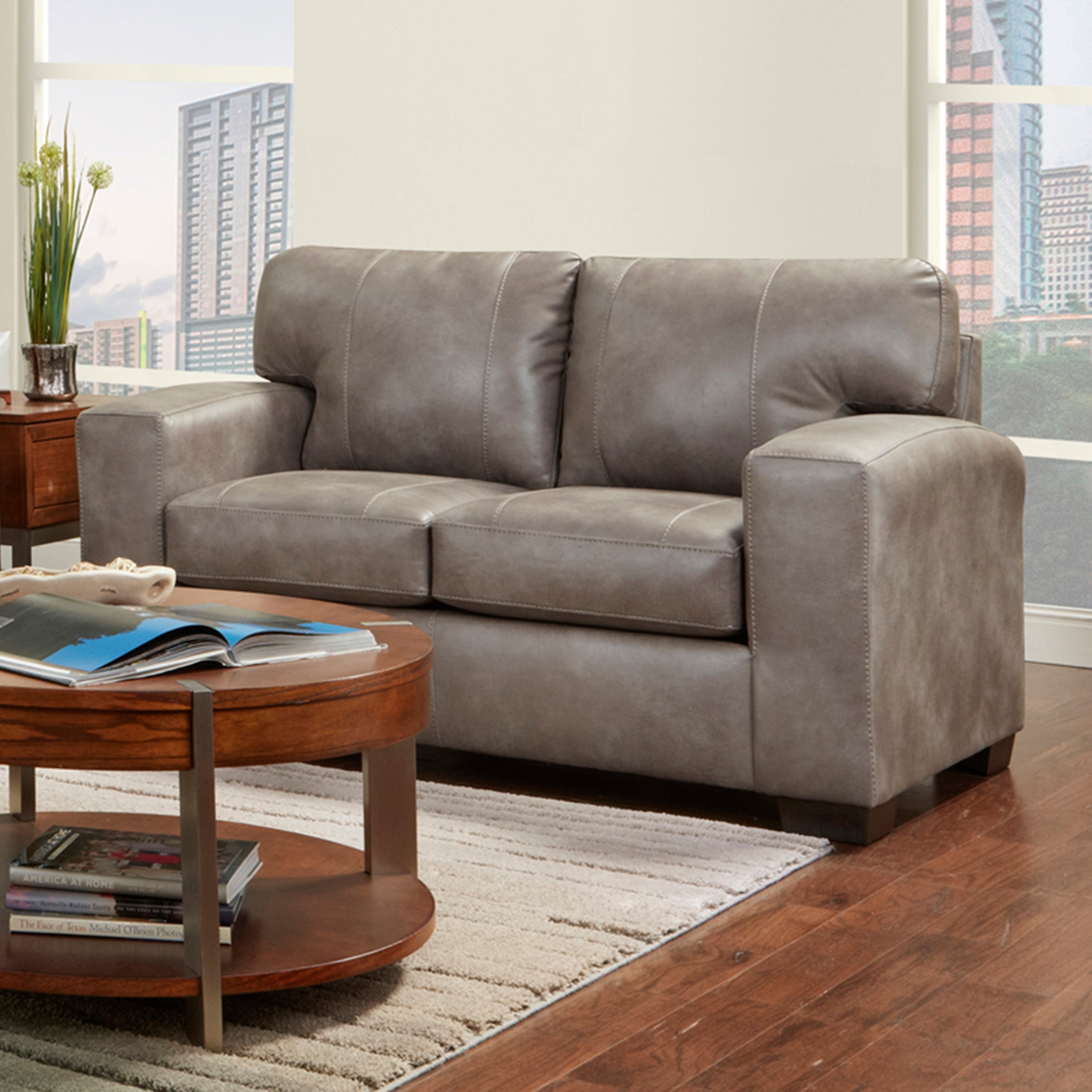 Noel Weathered Brown Faux Leather Loveseat - Stylish Small Sofa for Living Room, Apartment, Office - Perfect for Cozy Seating & Home Decor