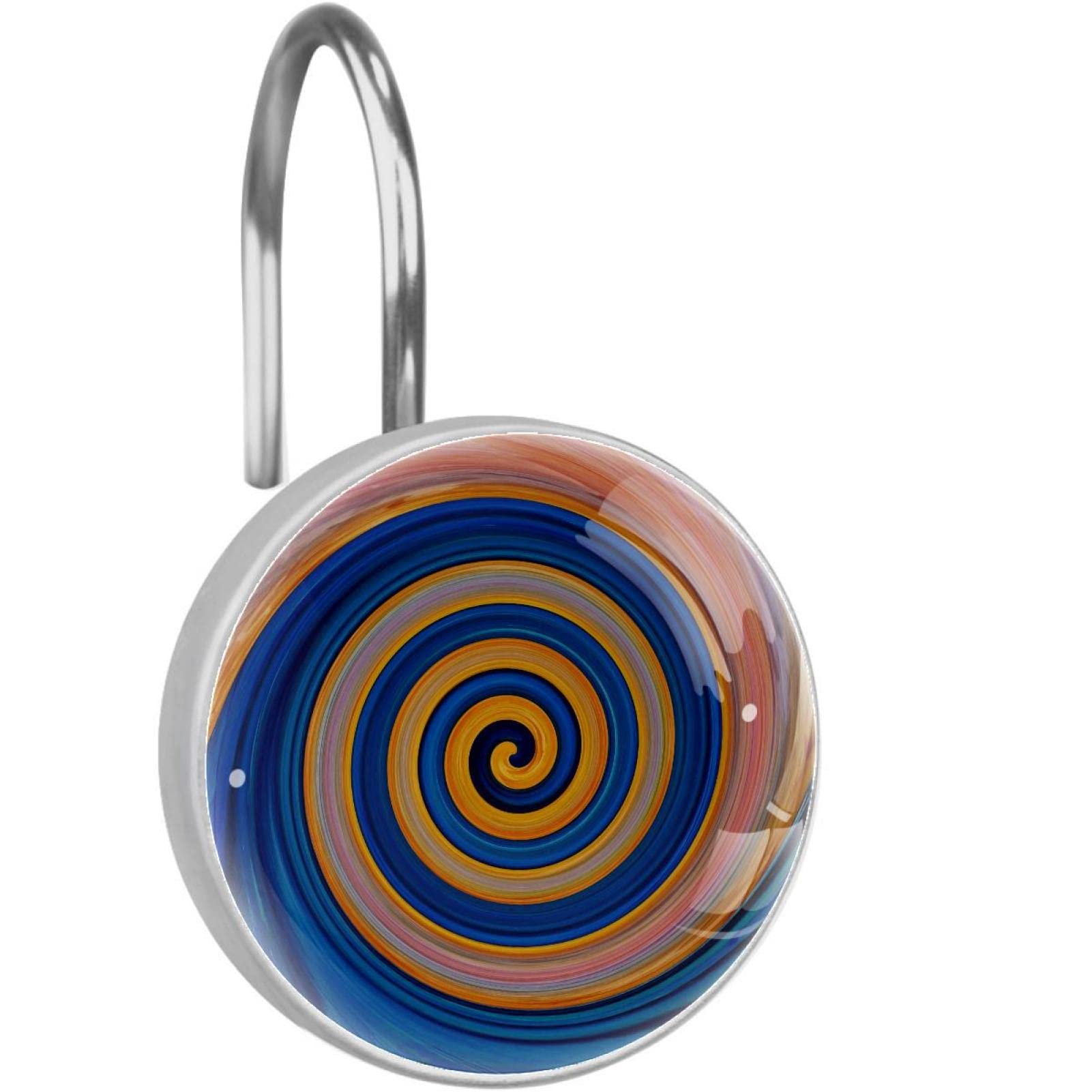 12 Pack Decorative Wall Hooks - Spiral Design Coat Hooks & Towel Hooks for Bathroom, Bedroom, Entryway - Durable Shower Curtain Hooks with Abstract Pattern for Home Organization