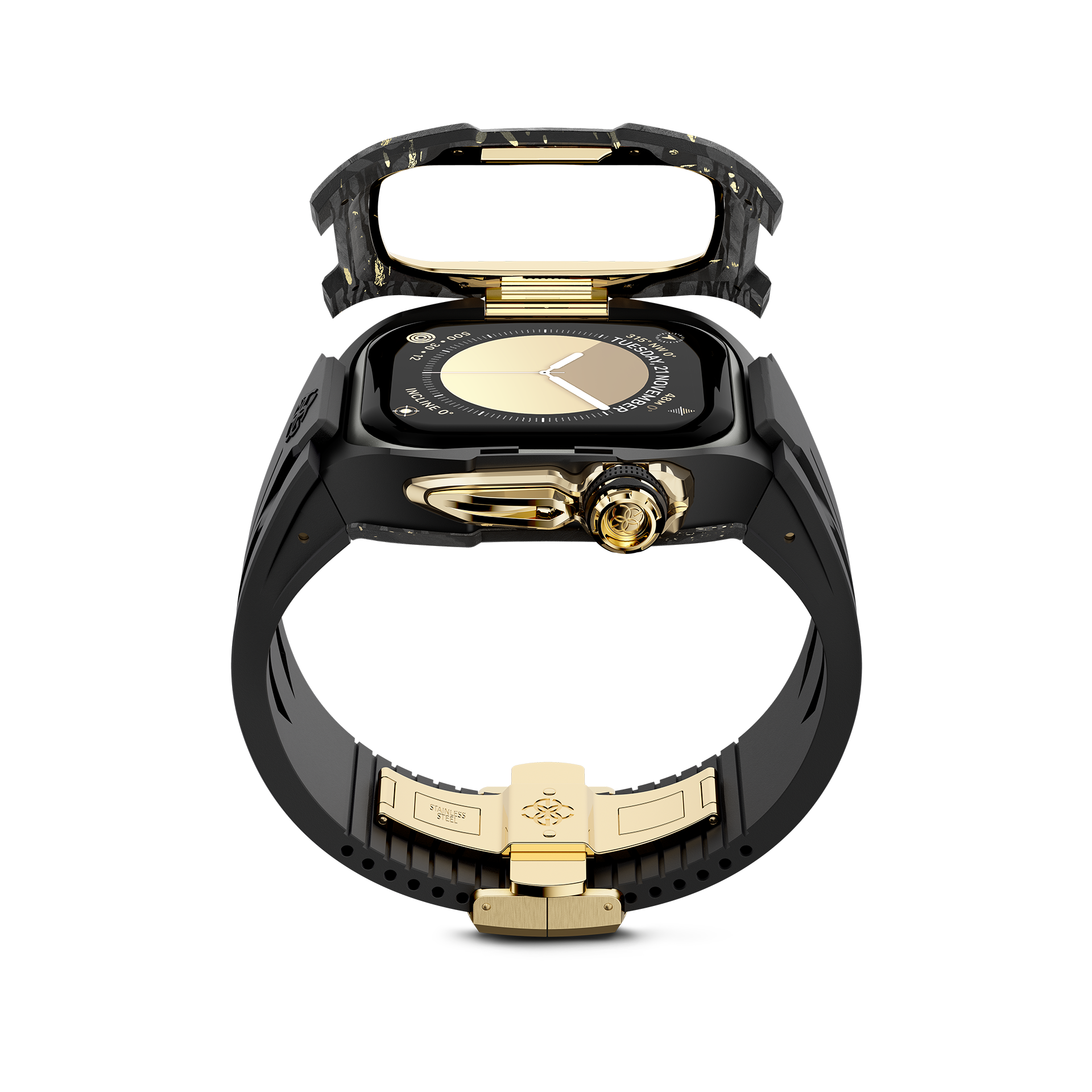 Apple Watch Case - Gold Carbon Fiber Protective Cover for Apple Watch Series 1/2/3/4/5/6/7/8/SE | Slim Durable Scratch-Resistant Design | Perfect for Gym, Running & Outdoor Activities