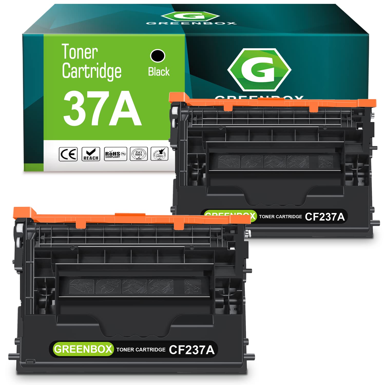 GREENBOX 37A Black Toner Cartridge Replacement for HP 37A CF237A 37X CF237X - High Yield Compatible with HP LaserJet Enterprise M607 M608 M609 M631 M632 M633 Printers (2-Pack) - Perfect for Office & Business Printing Needs