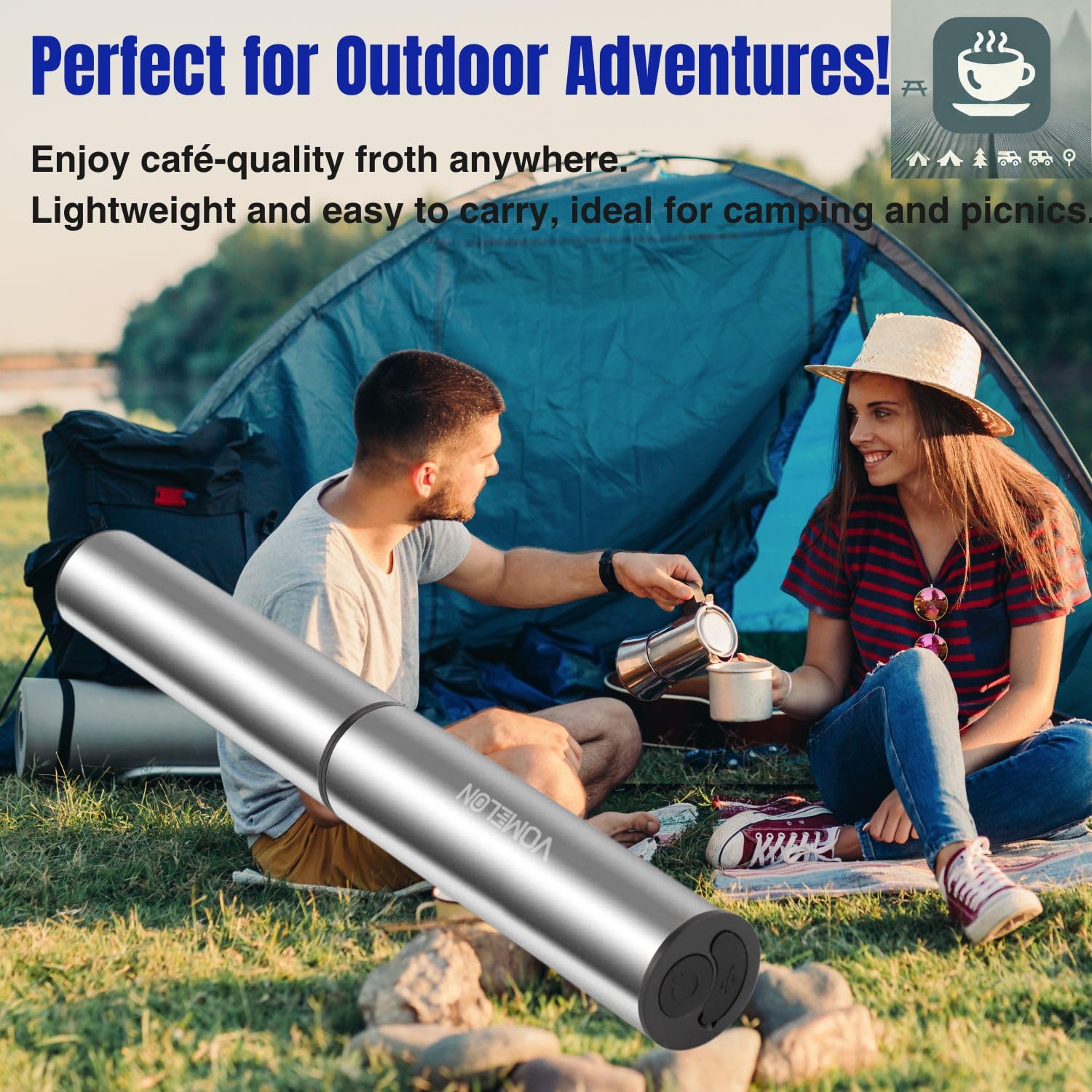 Rechargeable Electric Milk Frother - 2-Speed Portable Battery Operated Coffee Frother for Latte, Cappuccino & Hot Chocolate with USB Cable & Dual Whisks | Perfect for Travel, Home & Office Coffee Making