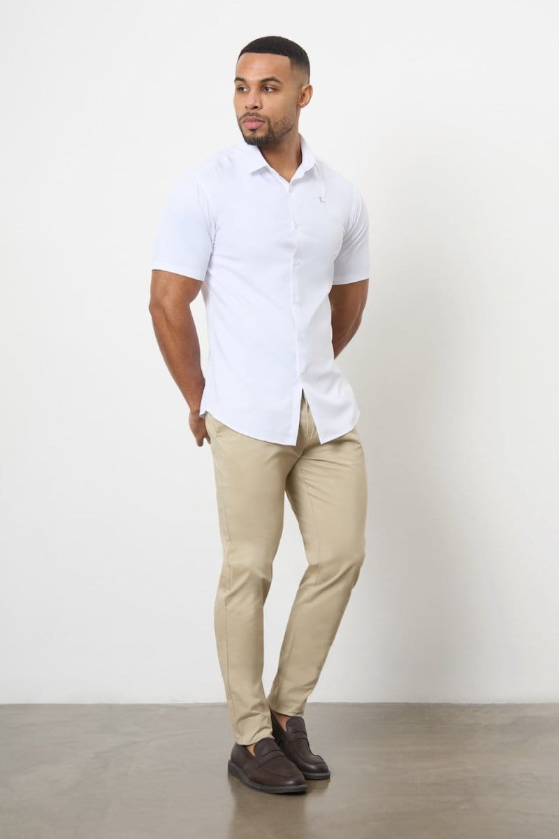 Men's Athletic Fit Cotton Stretch Chino Pants - Comfortable Stone Khaki Trousers for Work, Casual & Outdoor Activities