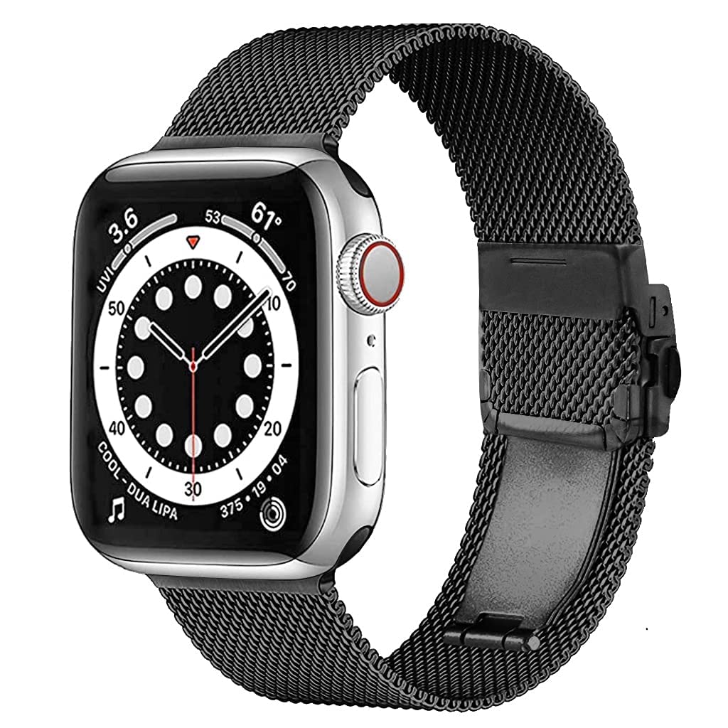 Premium Stainless Steel Milanese Mesh Watch Band for Apple Watch Series 1/3/4/5/6/7/SE - Adjustable Luxury Strap Compatible with 30mm & 40mm Models - Durable Fashion Accessory for Men & Women - Perfect for Workouts, Office Wear & Everyday Style