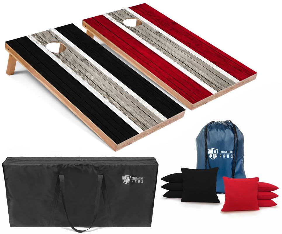 Premium Striped LED Cornhole Board Set with Built-in Lights - 4'x2' Regulation Size, Multicolor LED Lighting, 8 Bean Bags & Carrying Cases - Perfect for Tailgating Parties, Backyard BBQs, and Outdoor Game Nights