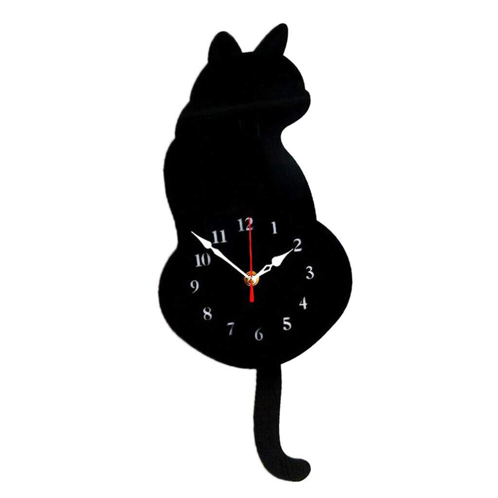 Stylish Acrylic Cat Wall Clock with Wagging Tail - Modern Home & Office Decor for Cat Lovers | Perfect for Living Room, Bedroom, or Workspace