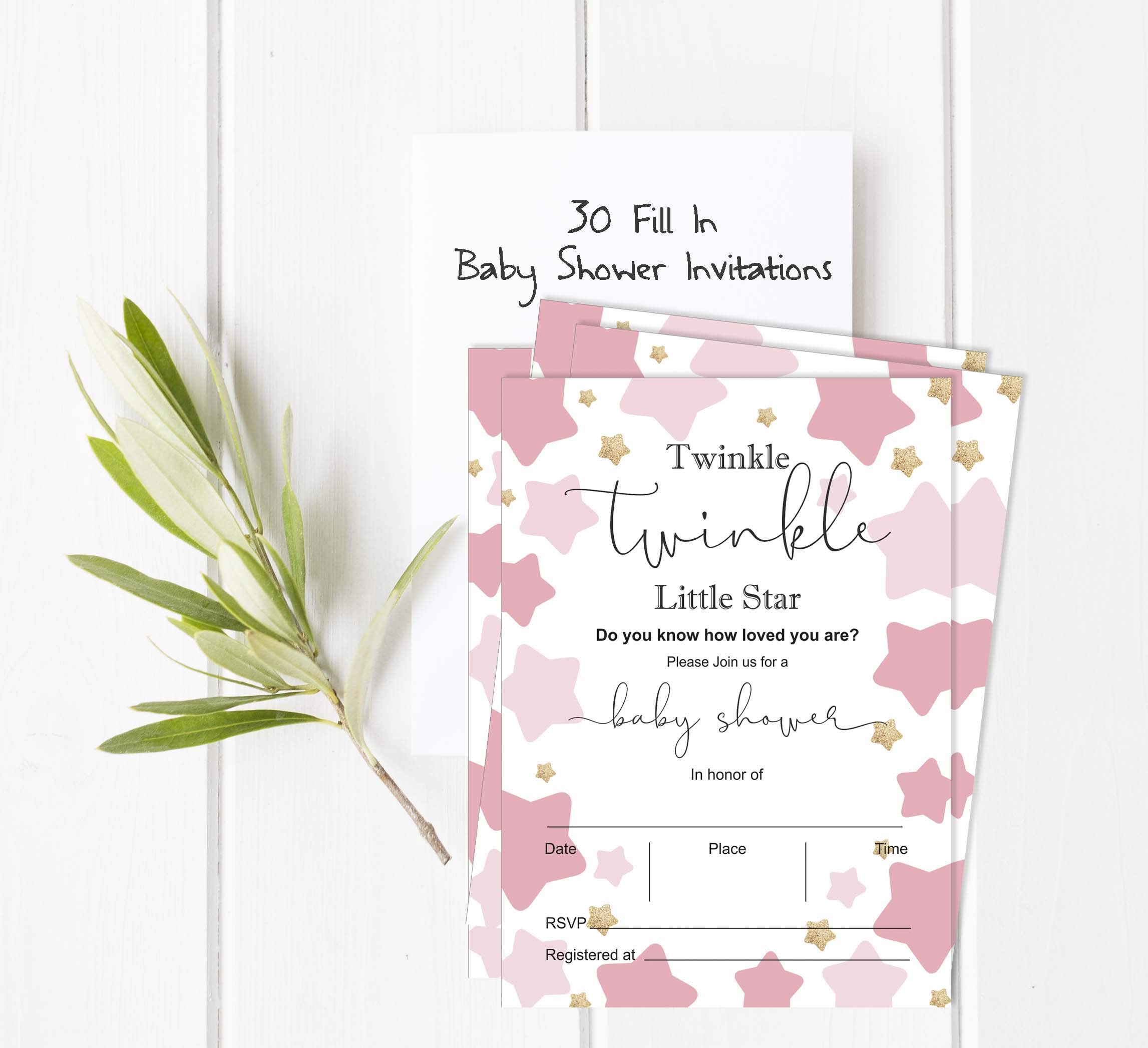30-Pack Twinkle Twinkle Little Star Baby Shower Invitation Cards - Gender Reveal & Blank Invites for Boy/Girl - Perfect for Baby Showers, Gender Reveal Parties & Celebrations