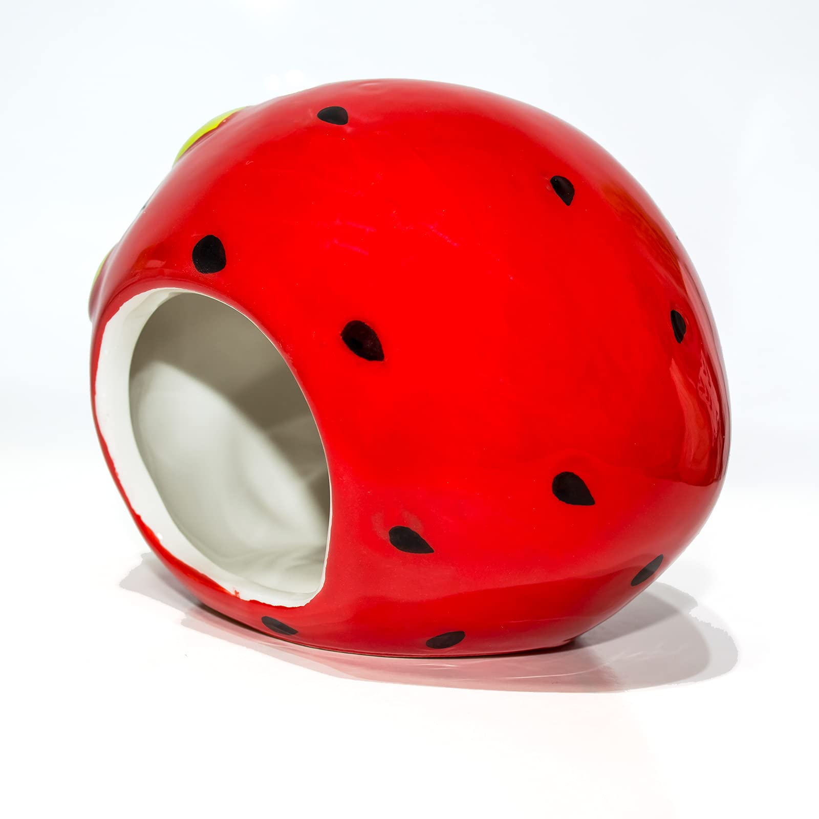 Besimple Ceramic Hamster Hideout - Small Animal Pet House for Hamsters, Chinchillas & Critters - Adorable Strawberry-Shaped Cage Cave & Bath House - Perfect for Playtime & Relaxation
