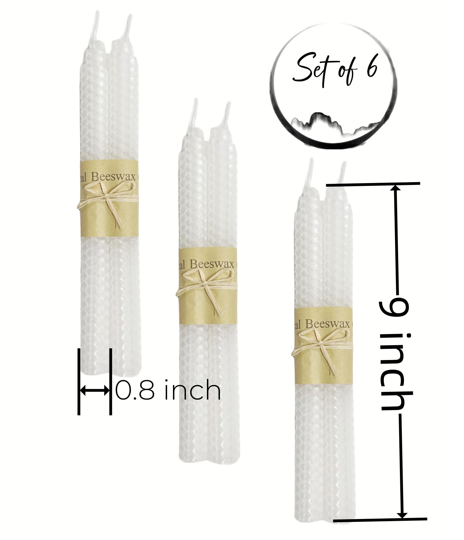 12 Pack 10 Inch Beeswax Taper Candles - Smokeless Dripless Unscented White Candles for Wedding, Party, Home Decor & Gift | Perfect for Romantic Dinners, Holiday Centerpieces & Candlelight Ceremonies