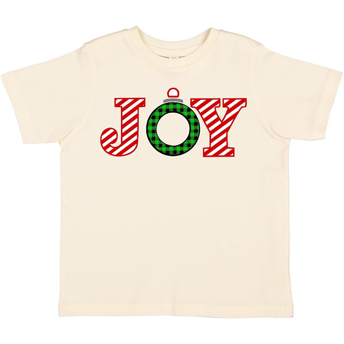 Inktastic Joy Christmas Ornament with Candy Cane Stripes Toddler T-Shirt - Festive Holiday Outfit for Kids, Christmas Party & Family Photos