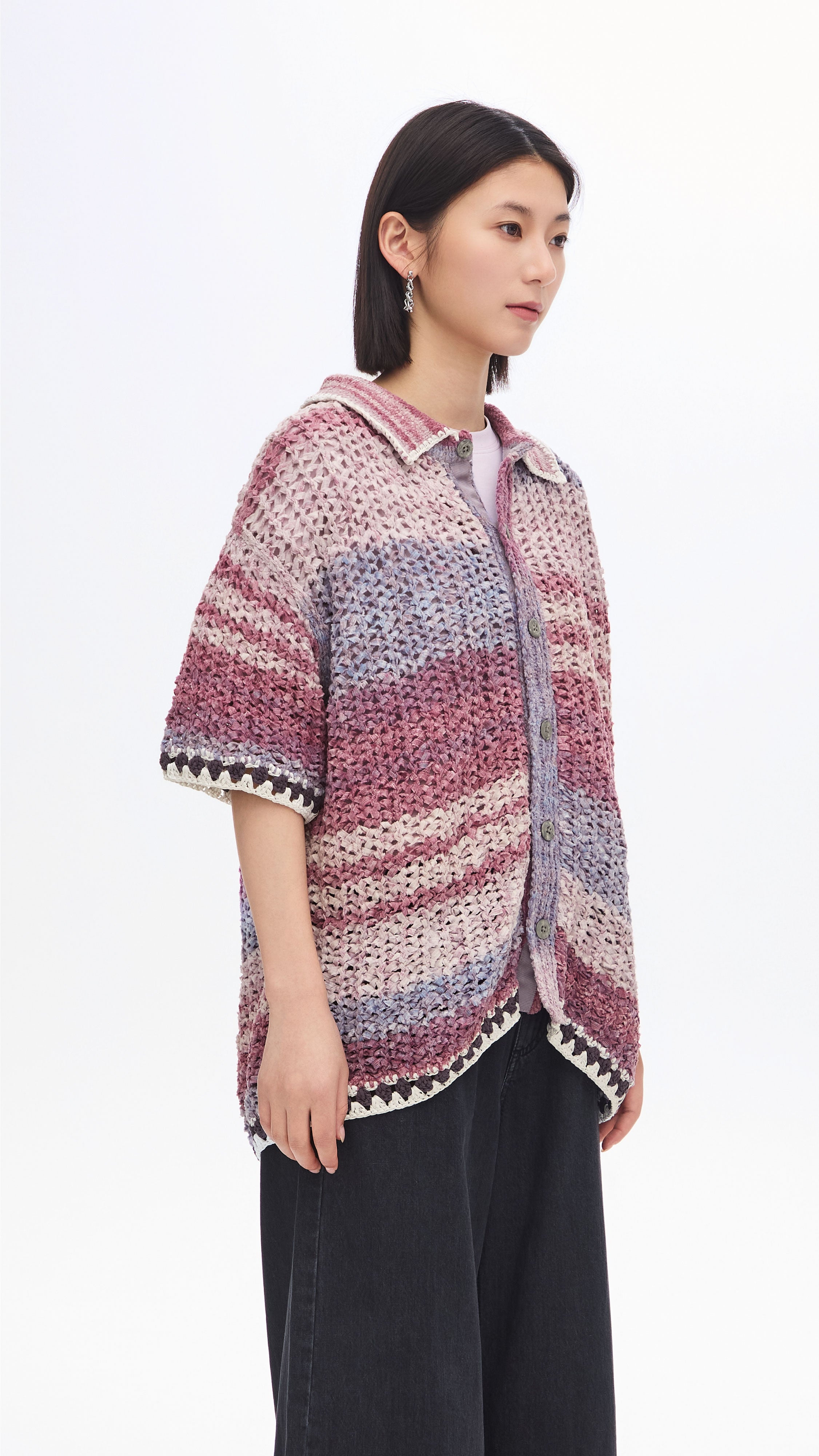 Stylish Knitted Space Dye Open Collar Cardigan Sweater for Women | Cozy Fall & Winter Fashion | Perfect for Office, Date Night & Casual Outings