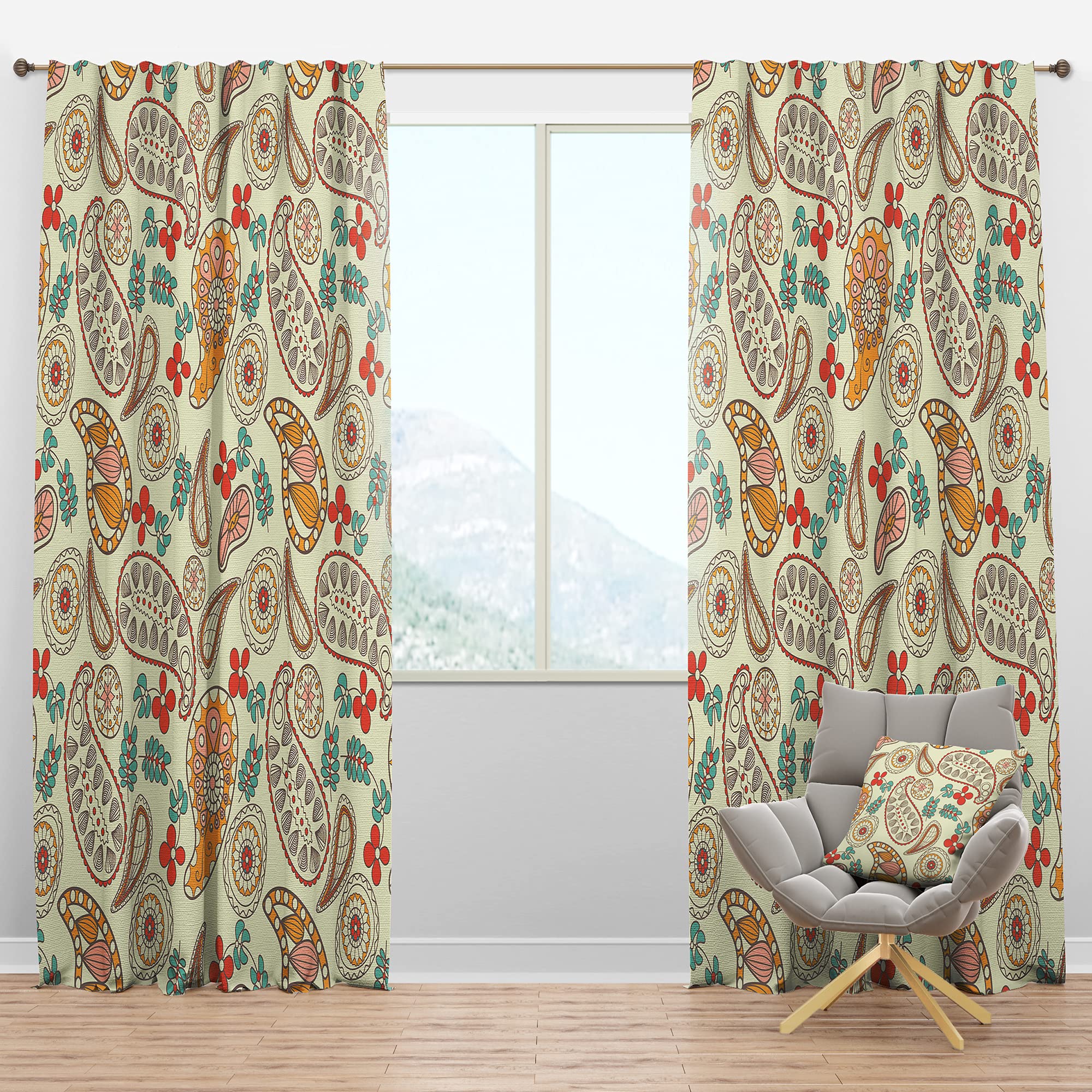 DesignQ Blackout Curtains - Paisley Pattern Thermal Insulated Window Drapes for Bedroom & Living Room (52x63, Single Panel) - Perfect for Light Blocking, Privacy & Energy Efficiency